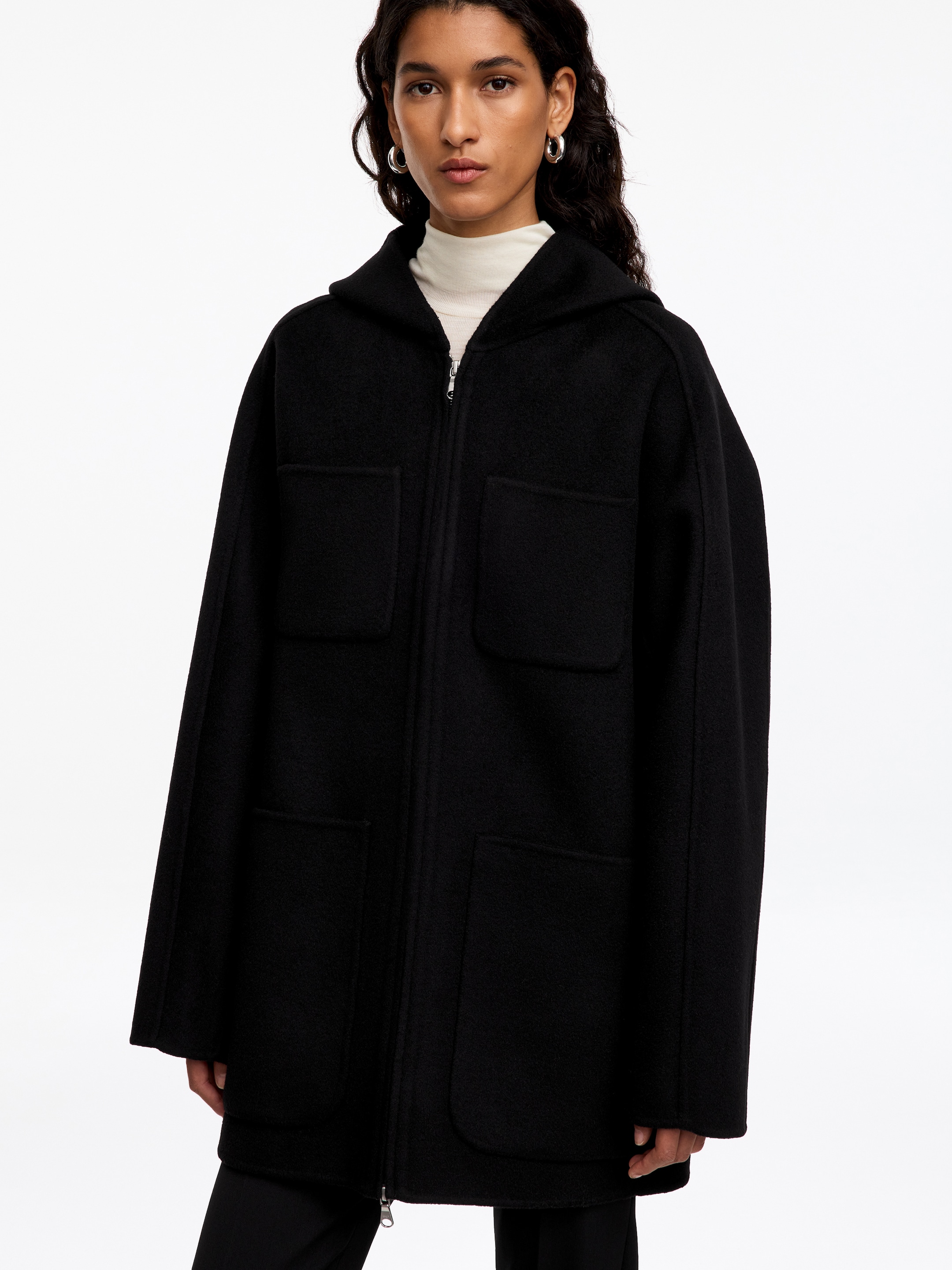 Hooded Doublé Coat - Black - Regular fit - women - StillMedia/Lookbook - 5