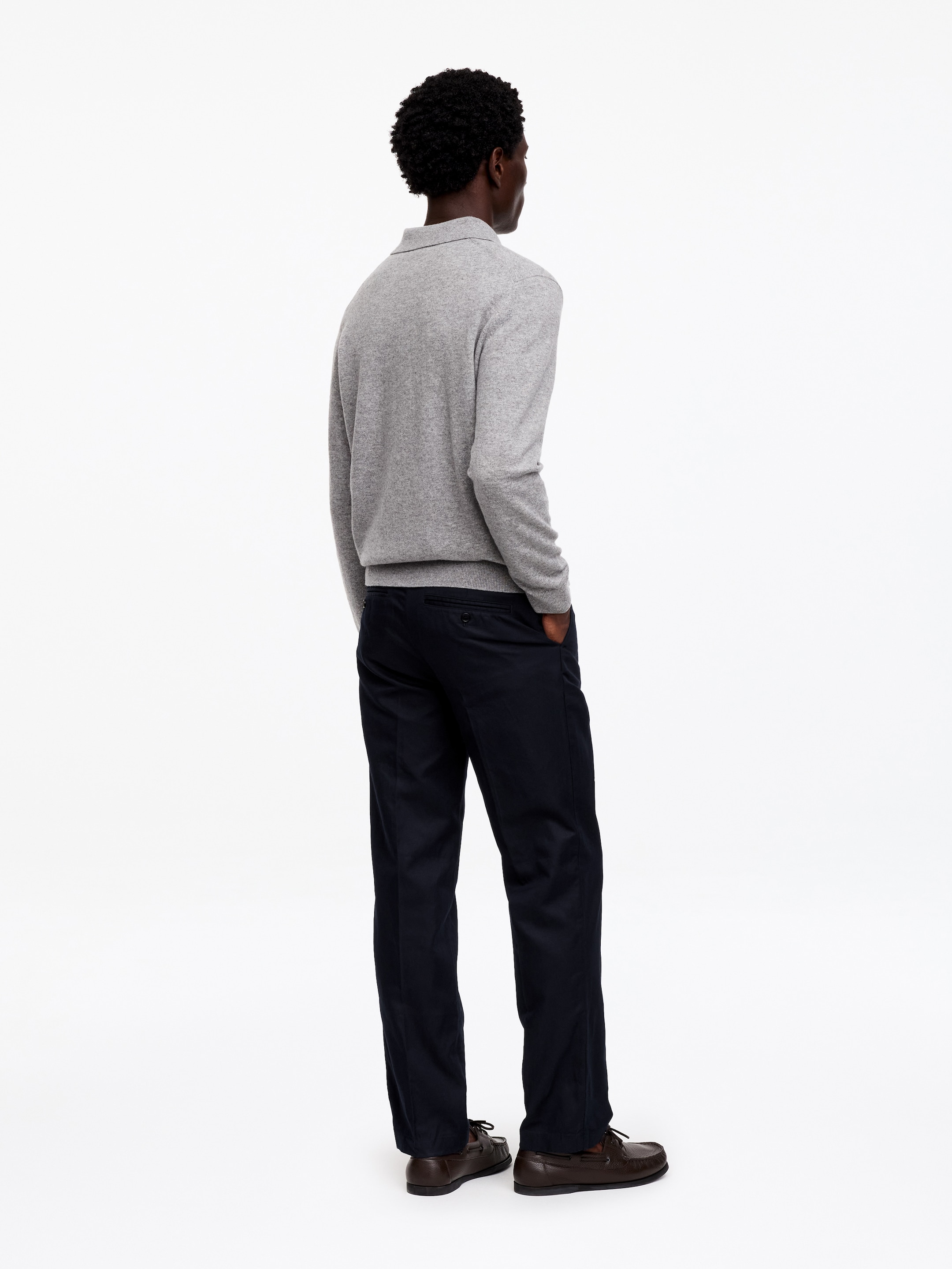 Regular Cotton Linen Slacks - Dark Blue - Regular fit - Men - StillMedia/Lookbook - 3