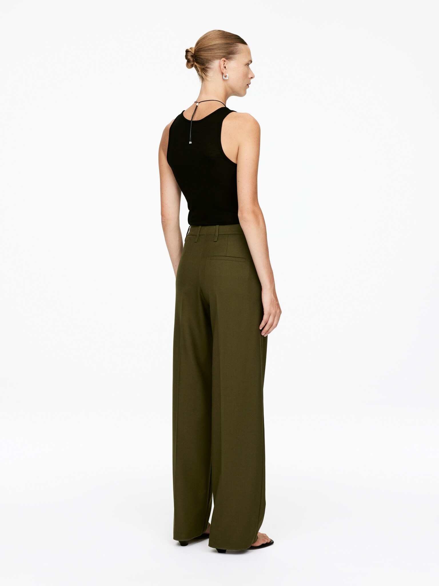 Pantalon en laine nattée - Vert foncé/Bleu foncé - 6