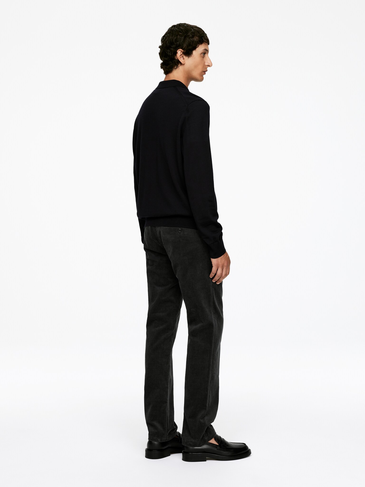 Pantalon chino droit en velours côtelé - Noir/Beige foncé/Bleu foncé/Noir - 3
