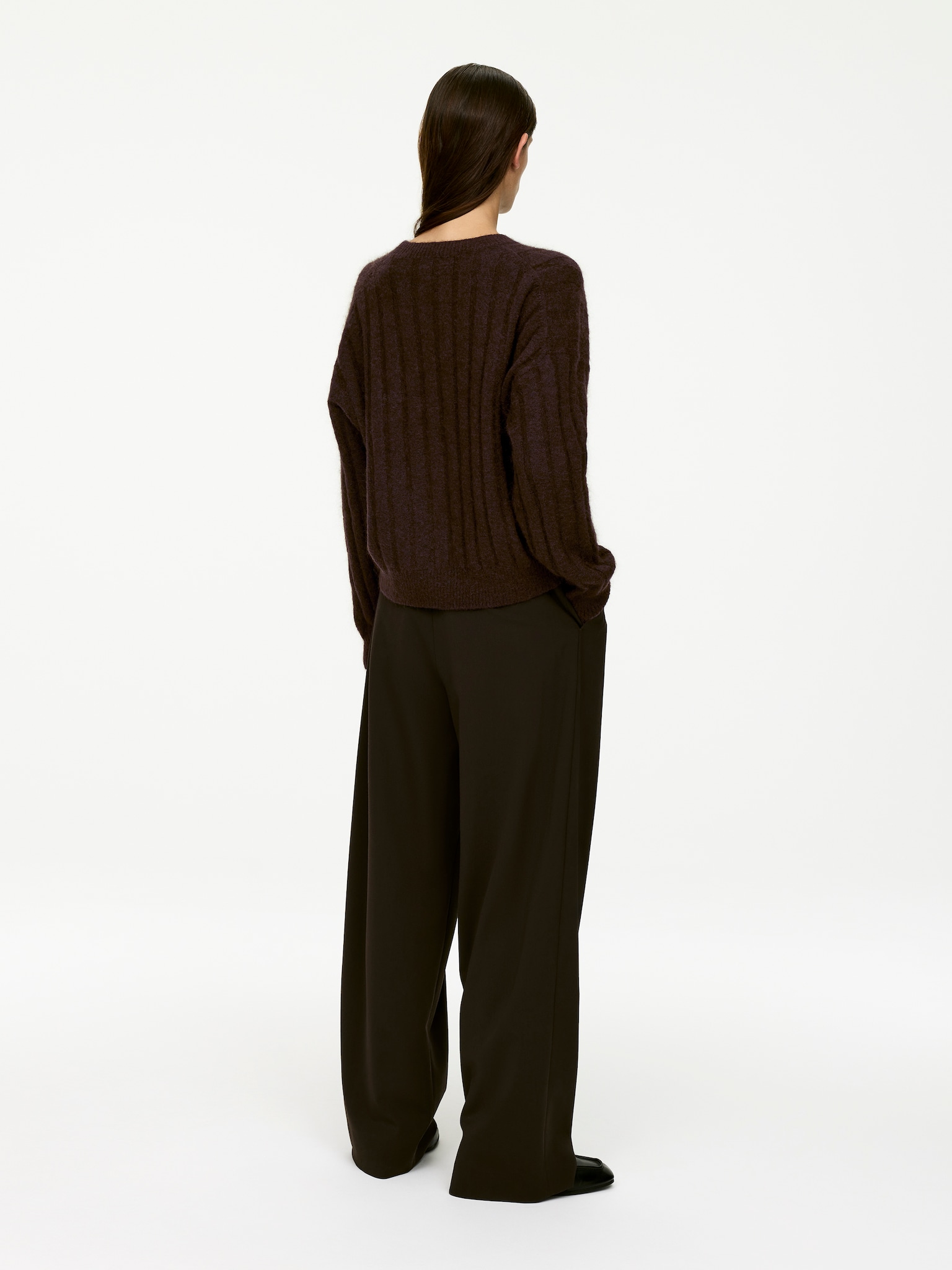 Pullover aus Mohair und Wolle - Dunkelbraun/Altrosa - 5