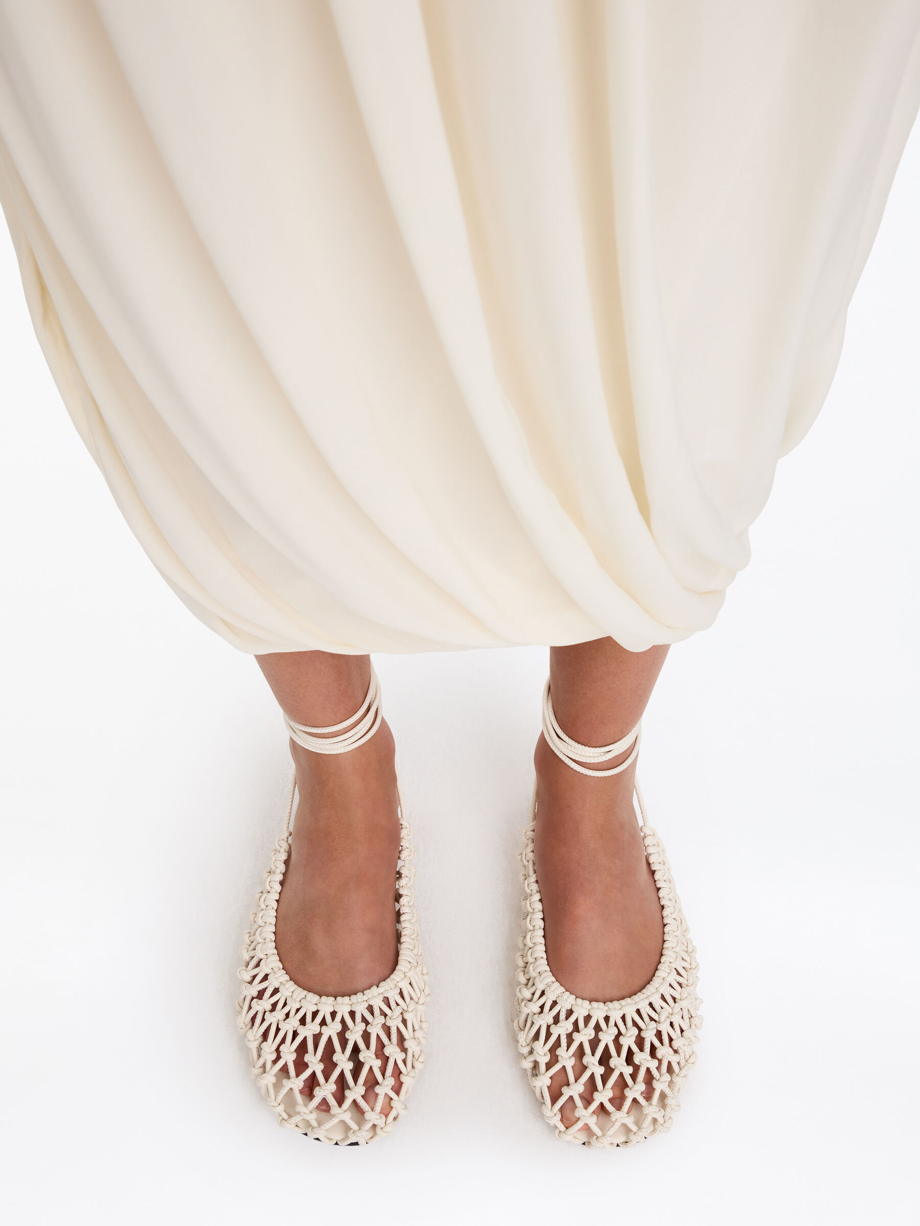 Woven Leather Slingback Flats - Off-white - Women - StillMedia/Lookbook - 5