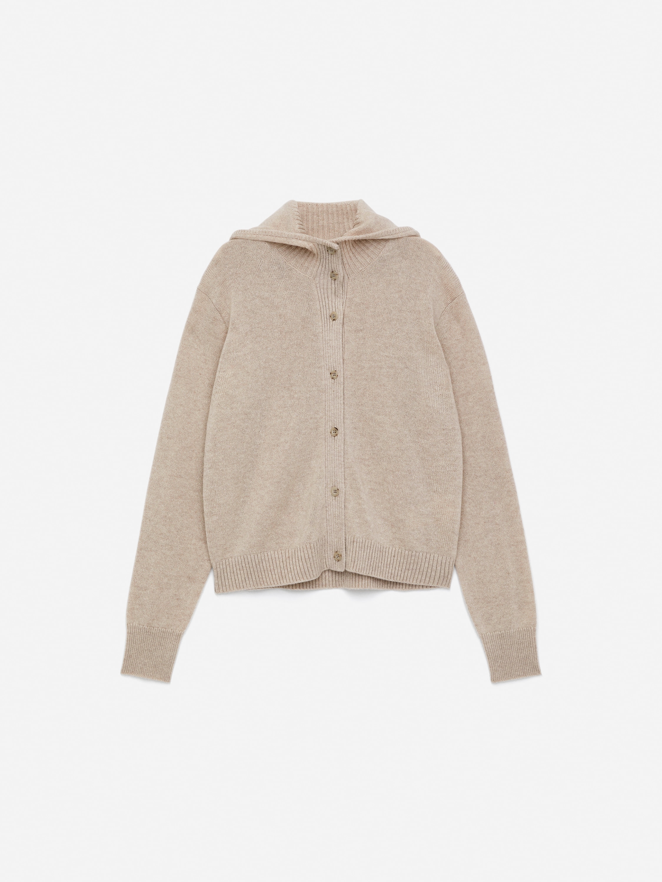 Pull à capuche en pur cachemire - Beige/Gris foncé