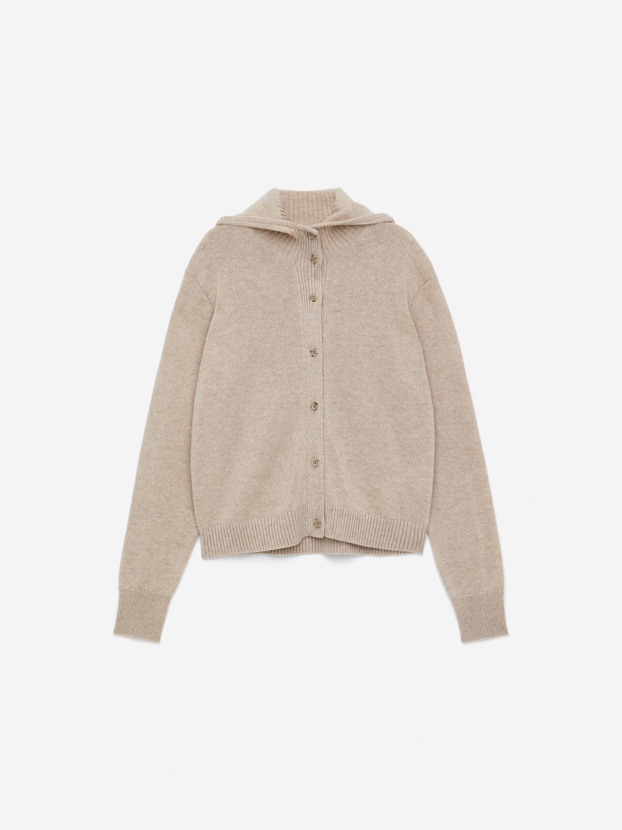 Hoodie i ren kashmir-#F3EFE5-16423