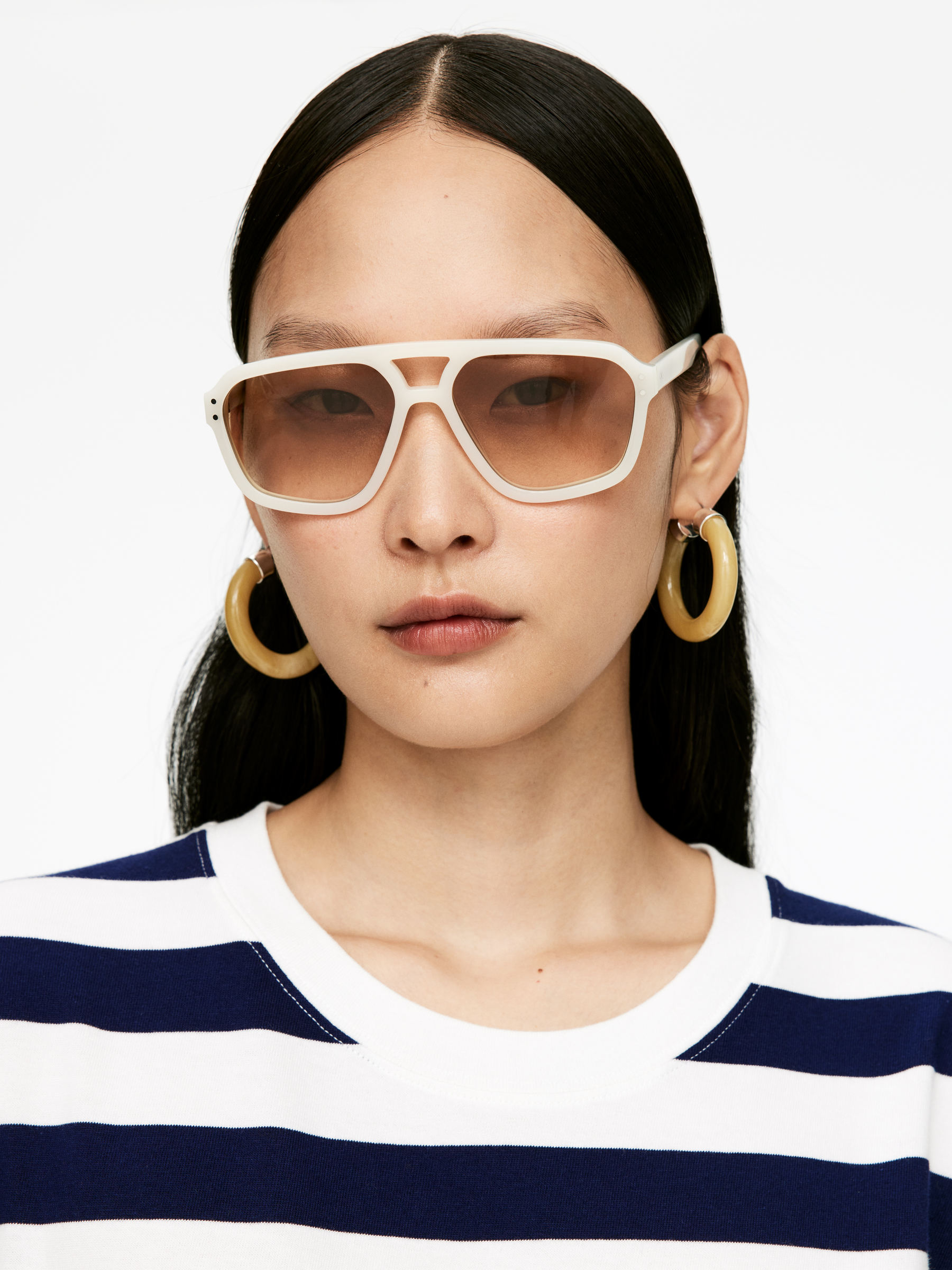 T-Shirt Dress - Dark Blue/Off White - Loose fit - Women - StillMedia/Lookbook - 5