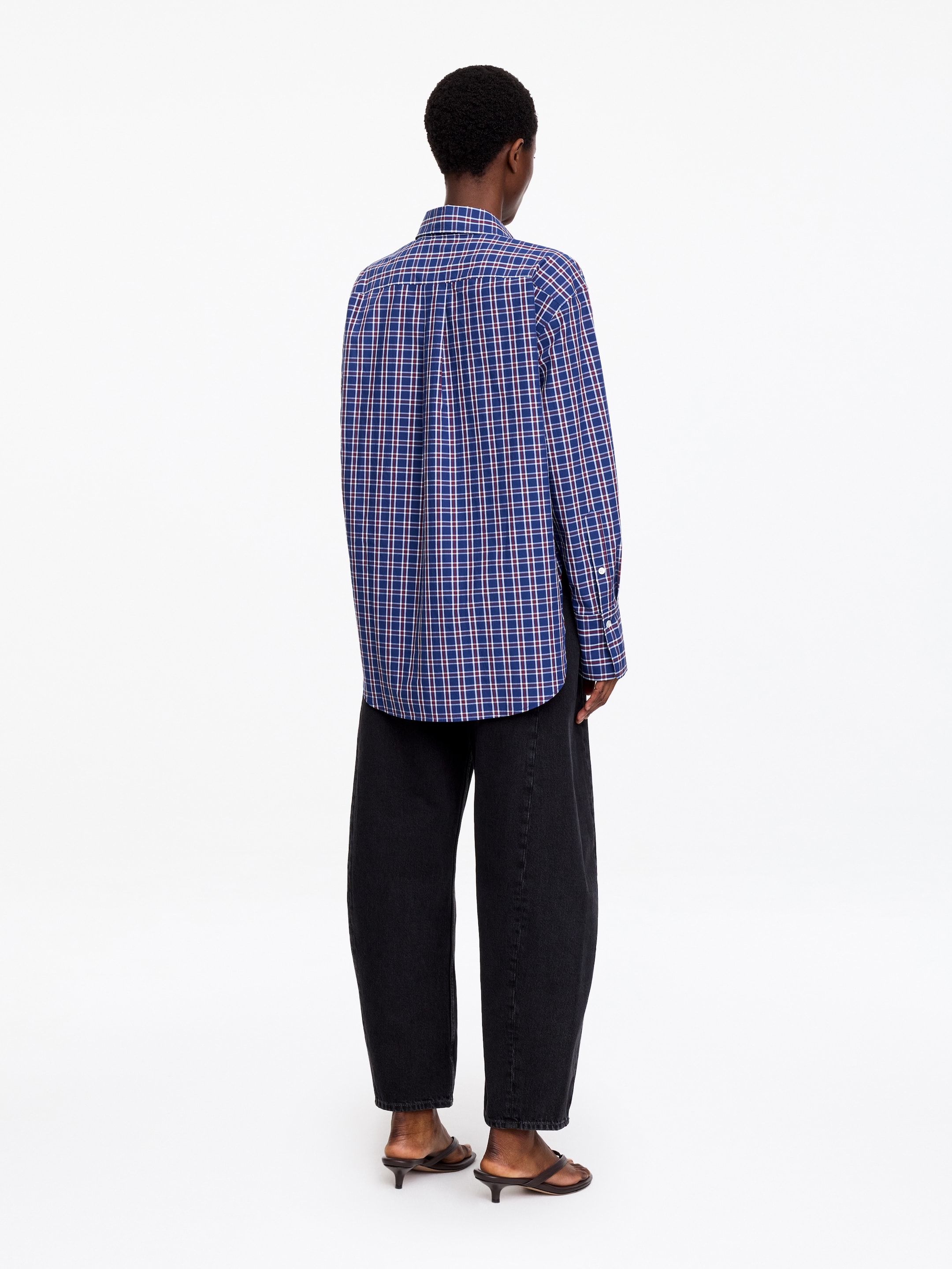 Relaxed-Fit Poplin Shirt - Dark Blue - Loose fit - Women - StillMedia/Lookbook - 5