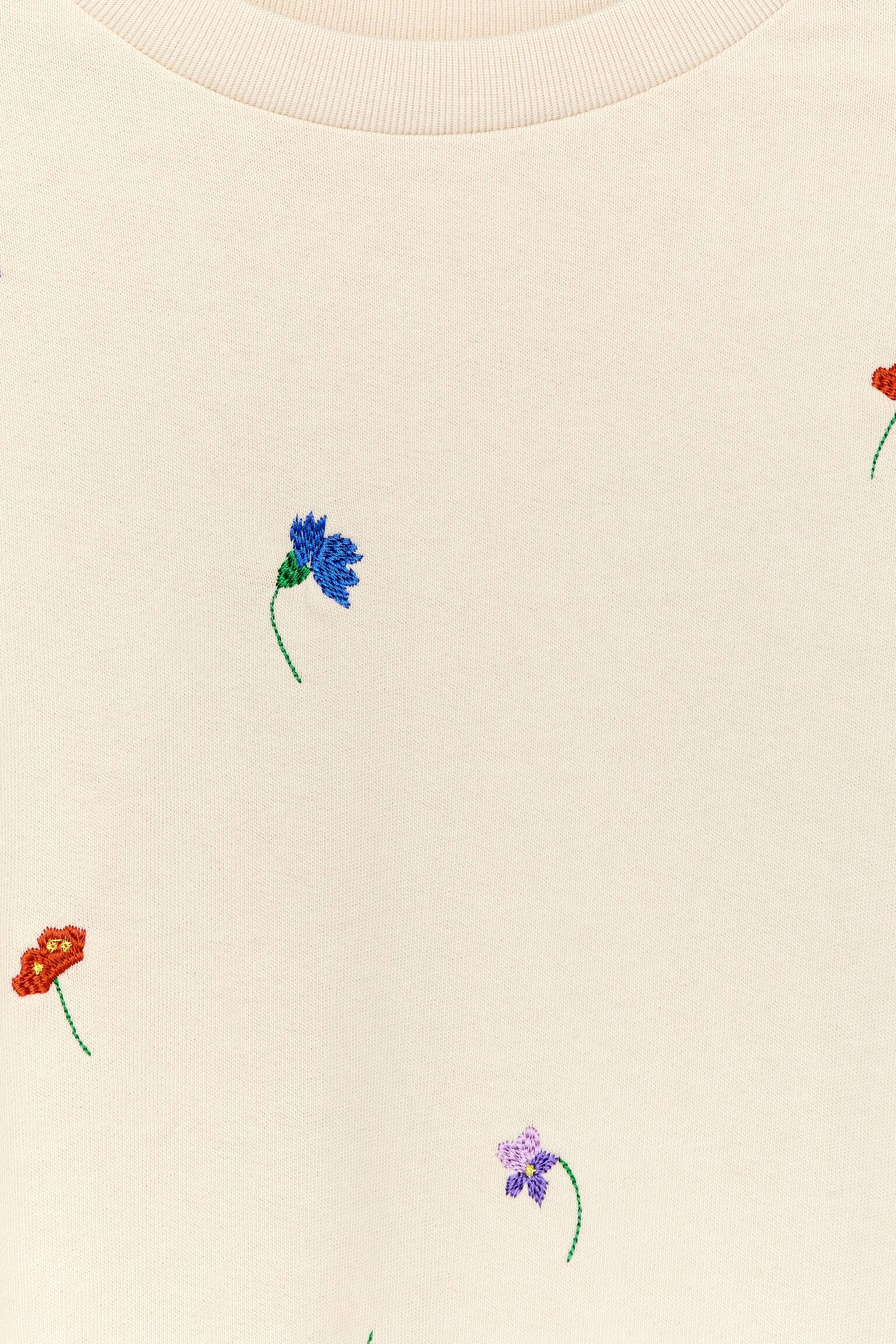 Sweatshirt med volanger - Beige/Blommönster - 2