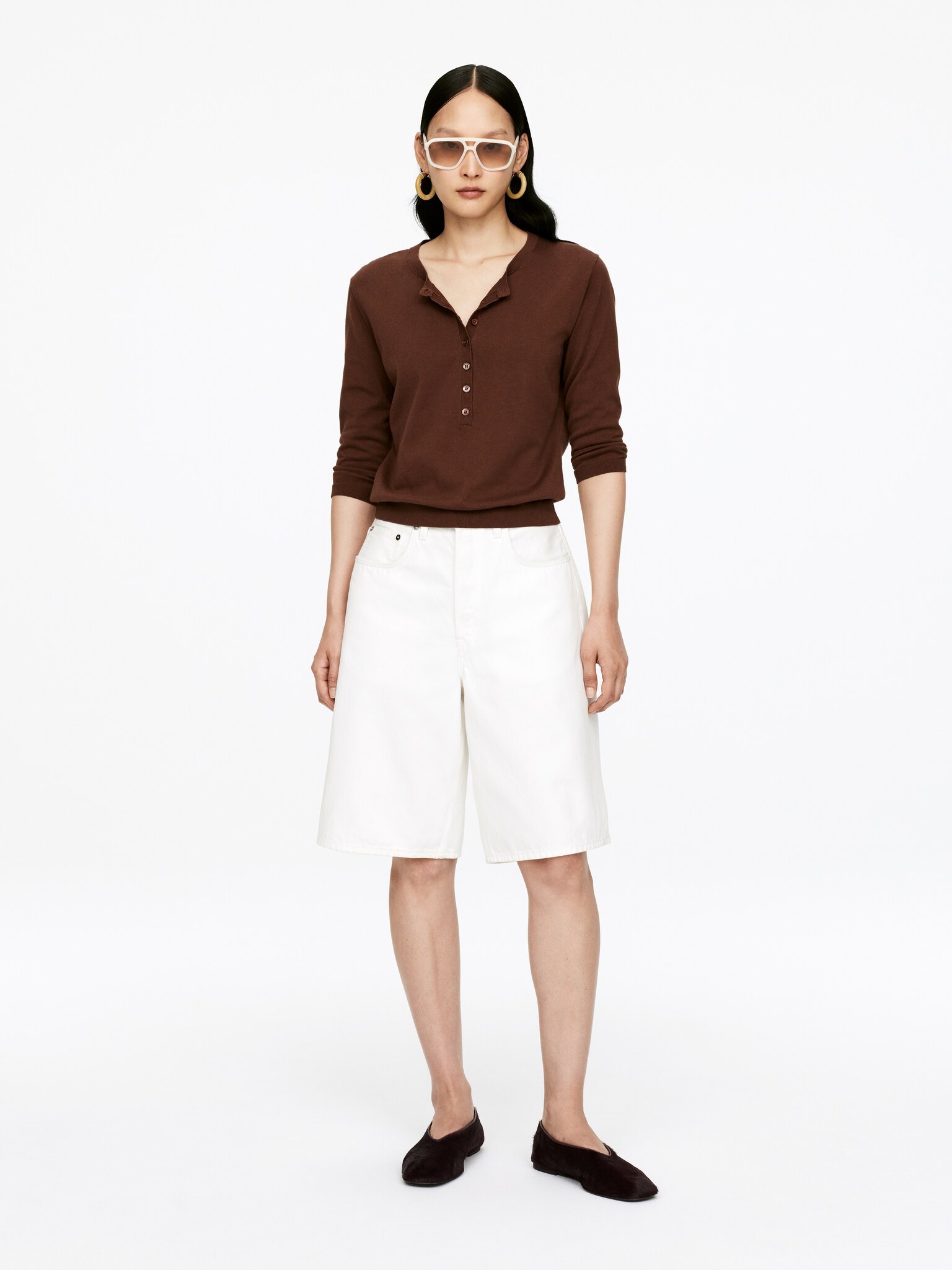 Ballerines en cuir - Marron - 7