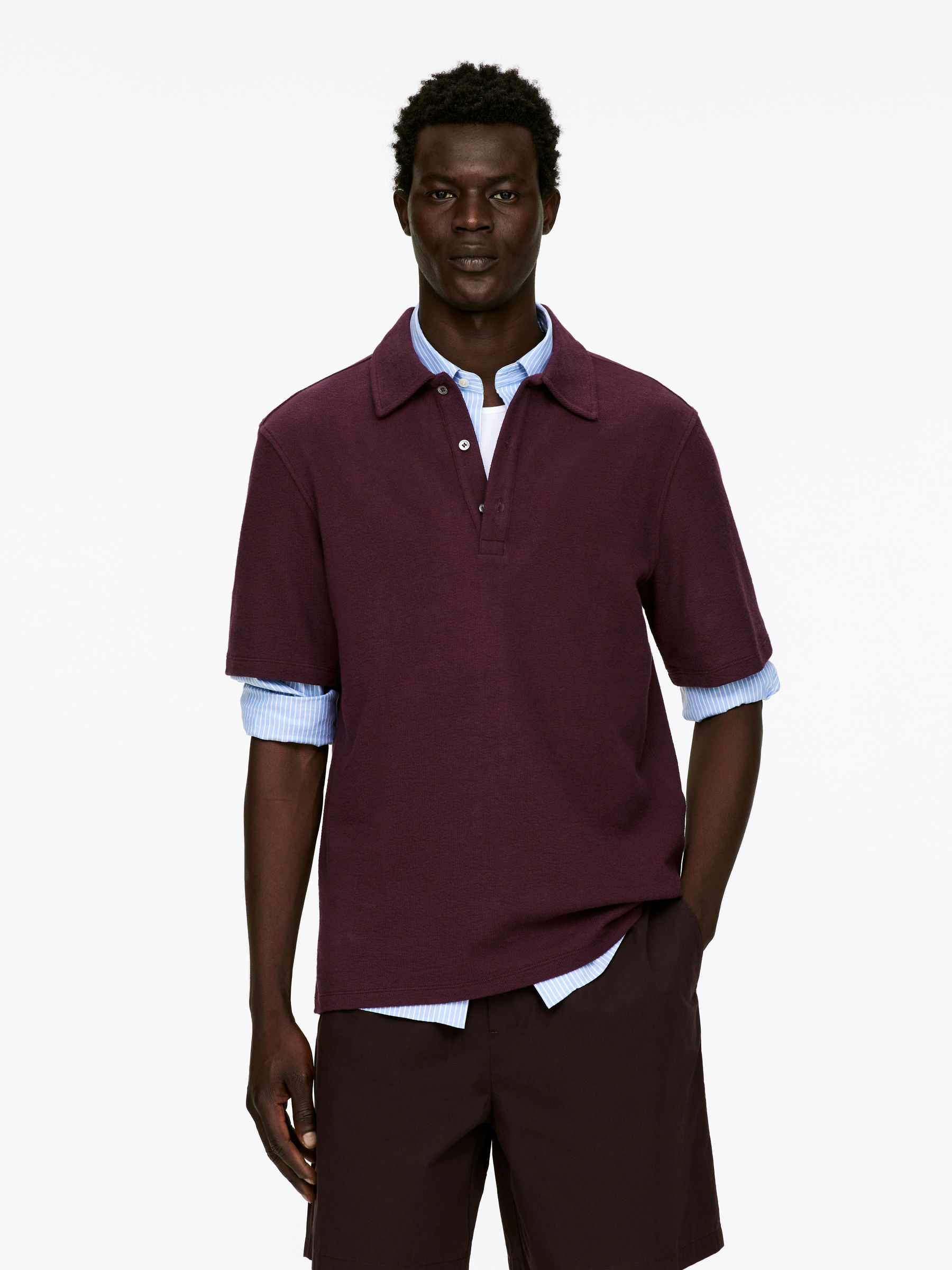 Short-Sleeve Polo Shirt-#483A42-15632