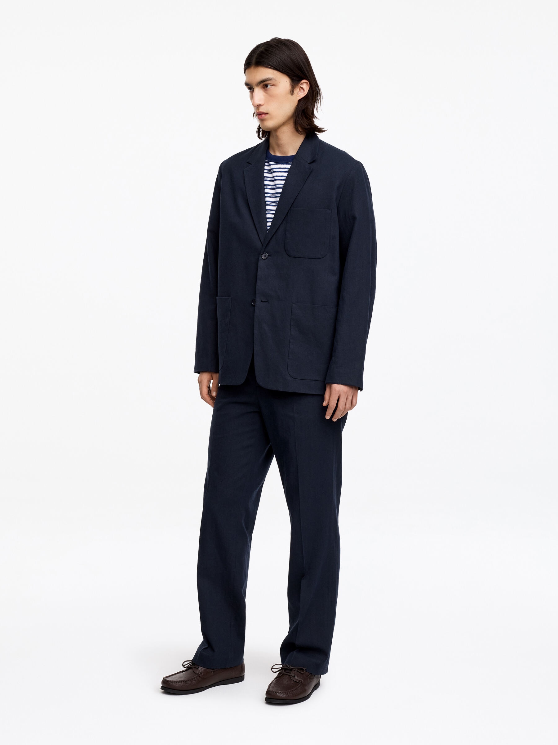 Linen Blend Blazer - Dark Blue - Regular fit - Men - StillMedia/Lookbook - 2