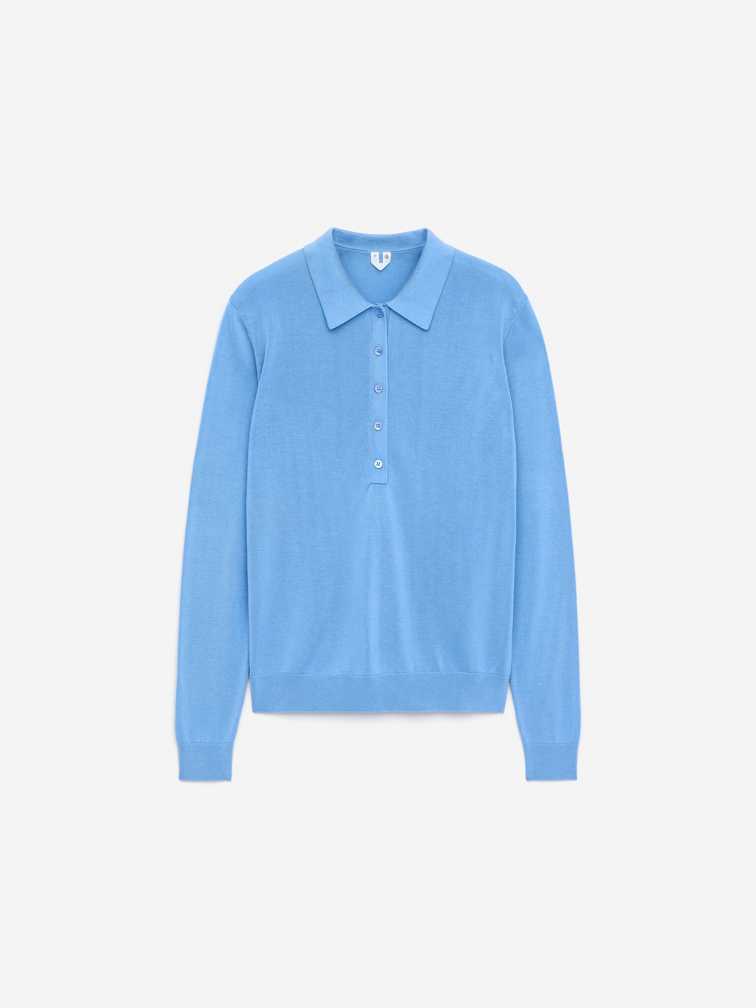 Knitted Polo Shirt - Light Blue/White - 2