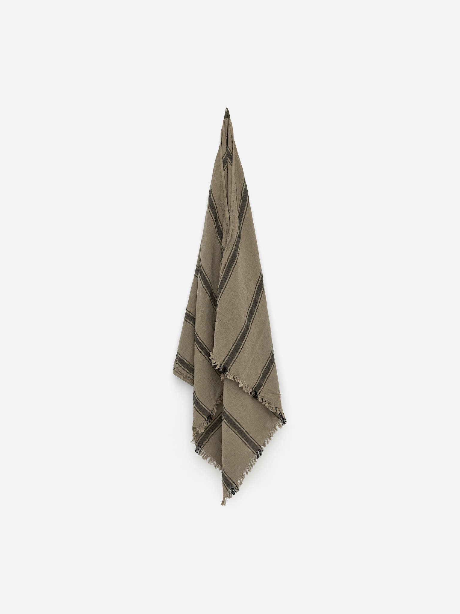 Geweven katoenen handdoek - Kakigroen/bruin/Gebroken wit/bruin