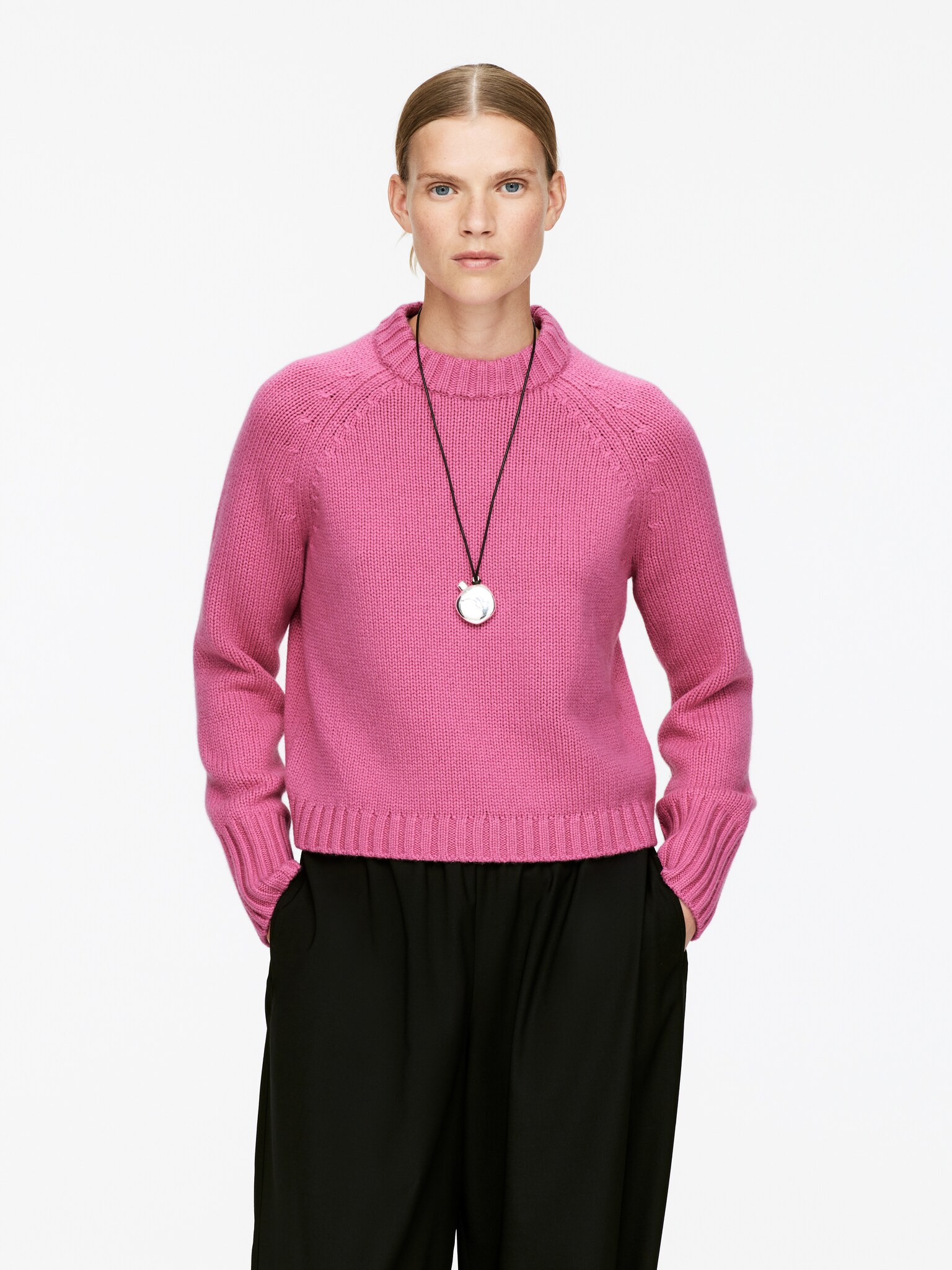 Maglione chunky in puro cashmere​ - Rosa/Marrone