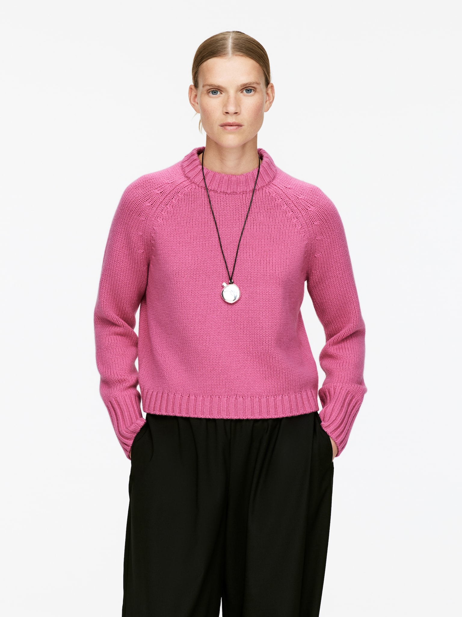 Maglione chunky in puro cashmere​ - Rosa/Marrone