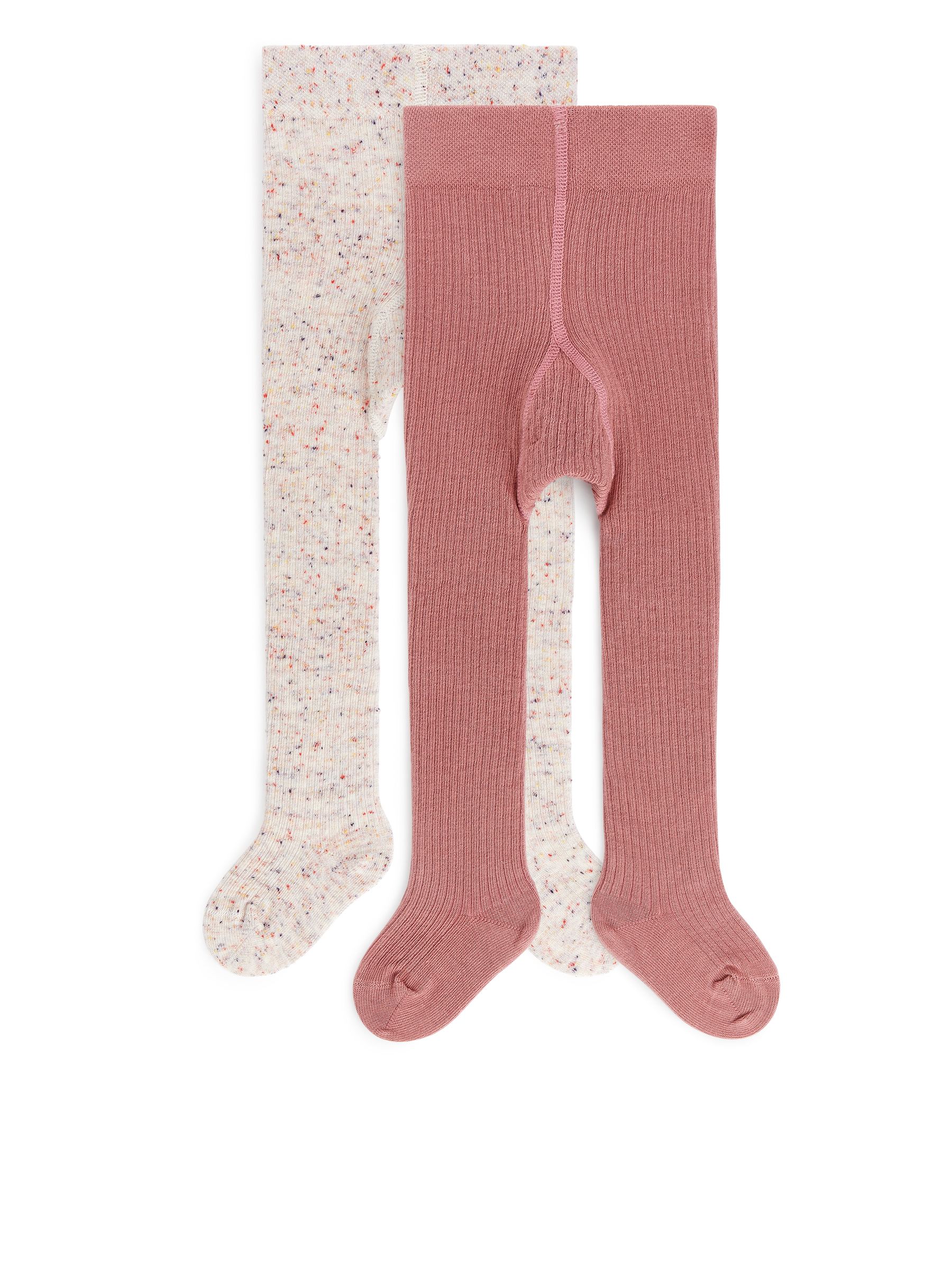 Baumwollstrumpfhose, 2-er Set - cremeweiß/altrosa - Slim Fit - Kinder - StillMedia/DescriptiveStillLife - 1