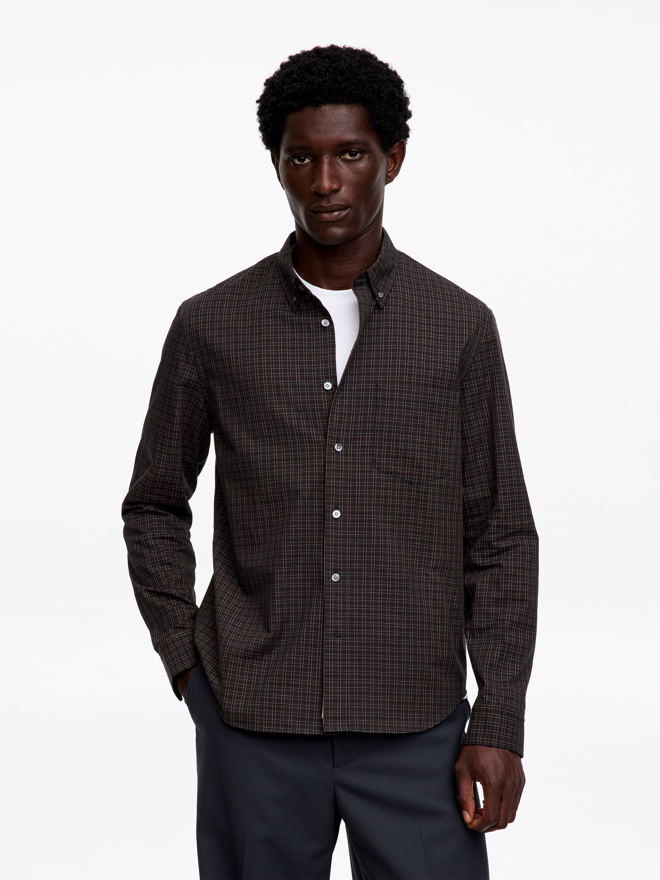 Chemise classique en sergé - Bleu foncé/Carreaux - Regular fit - men - StillMedia/Lookbook - 2