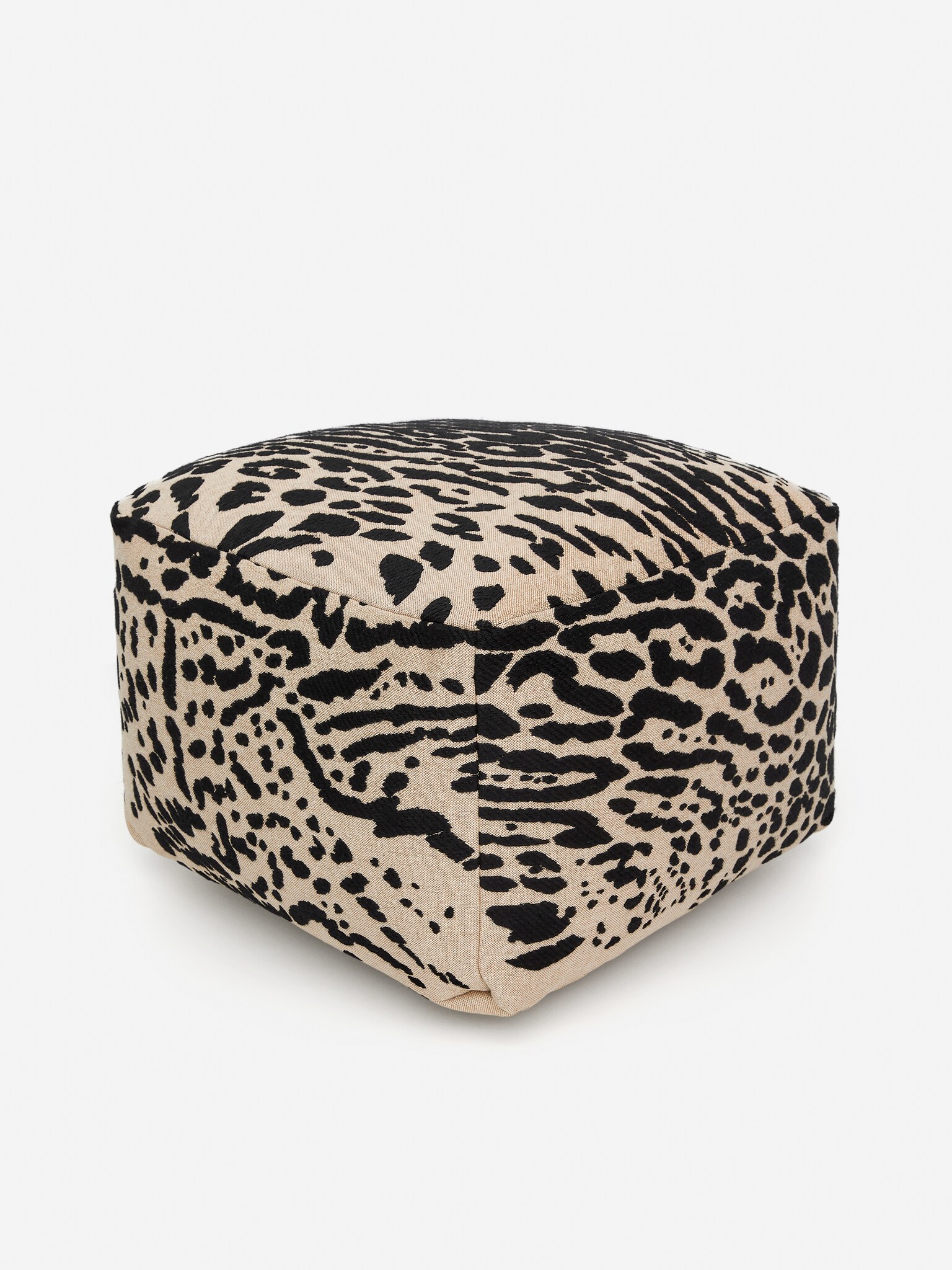 Pouf en laine et coton - Beige/Noir
