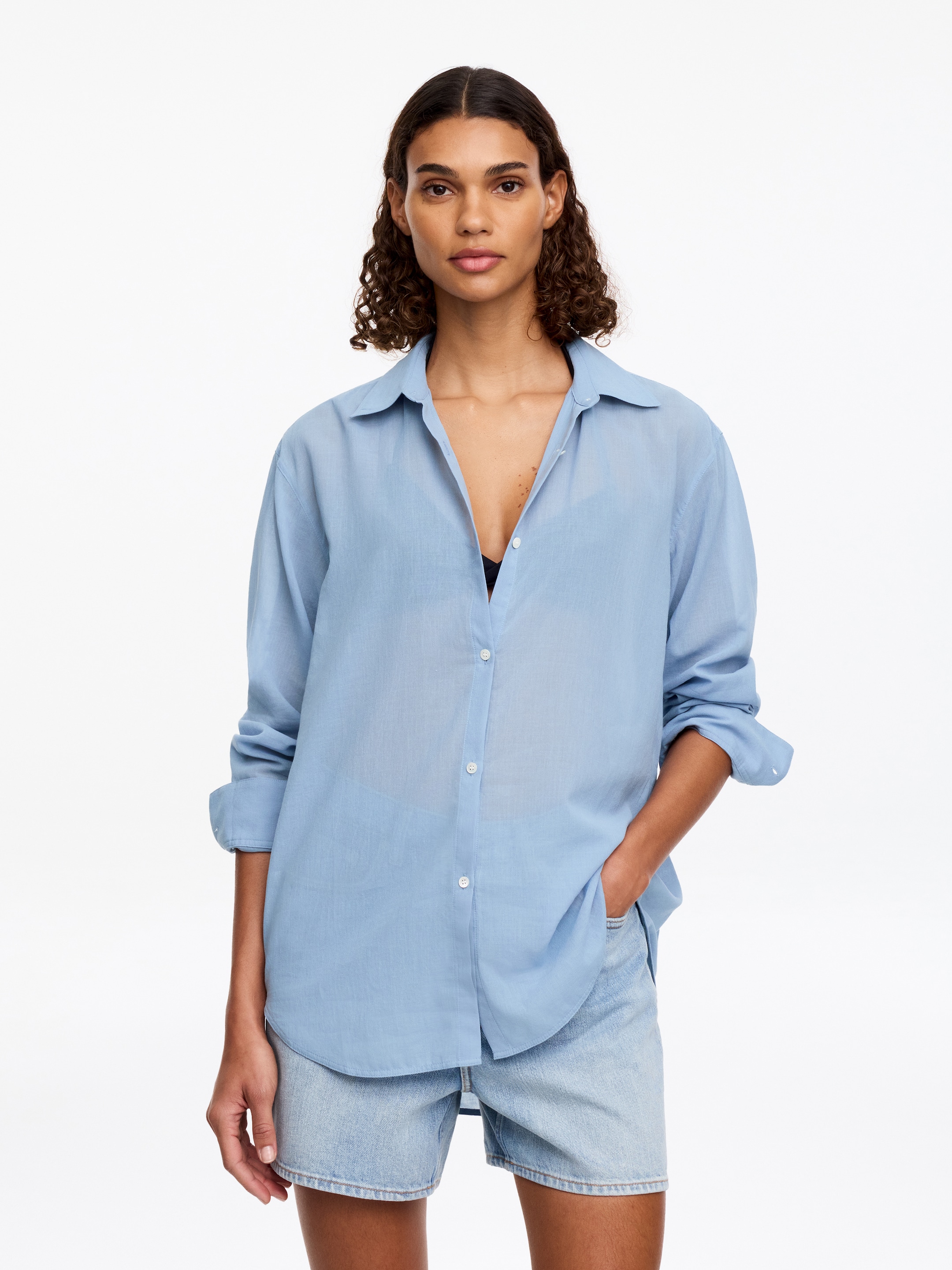 Camicia in crêpe dalla vestibilità rilassata-#abbfd6-19265