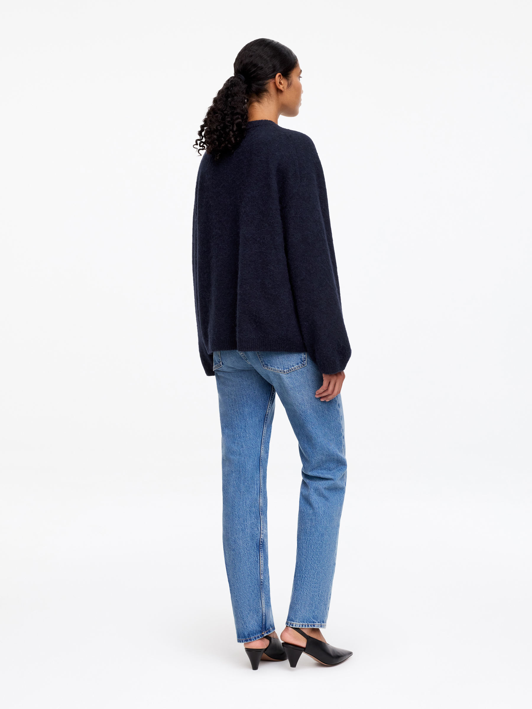Pull en mélange de laine et d'alpaga - Bleu foncé - Oversized - Femme - StillMedia/Lookbook - 4
