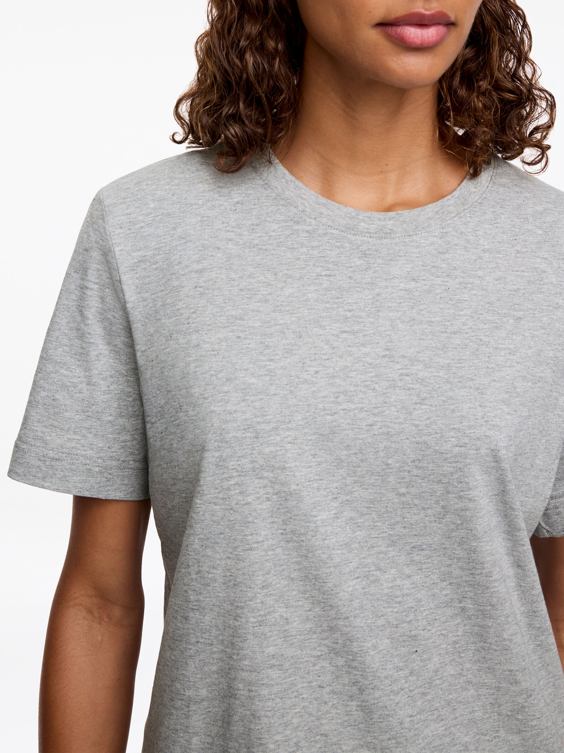 T-shirt signature à manches courtes - Gris chiné - Regular fit - Femme - StillMedia/Lookbook - 44