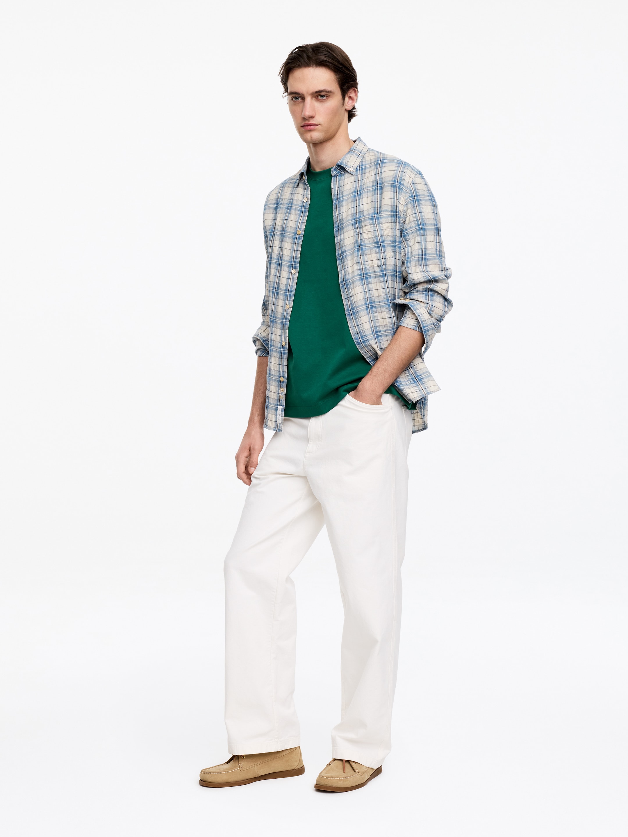 Boxy Interlock T-shirt - Dark Green - Loose fit - Men - StillMedia/Lookbook - 5