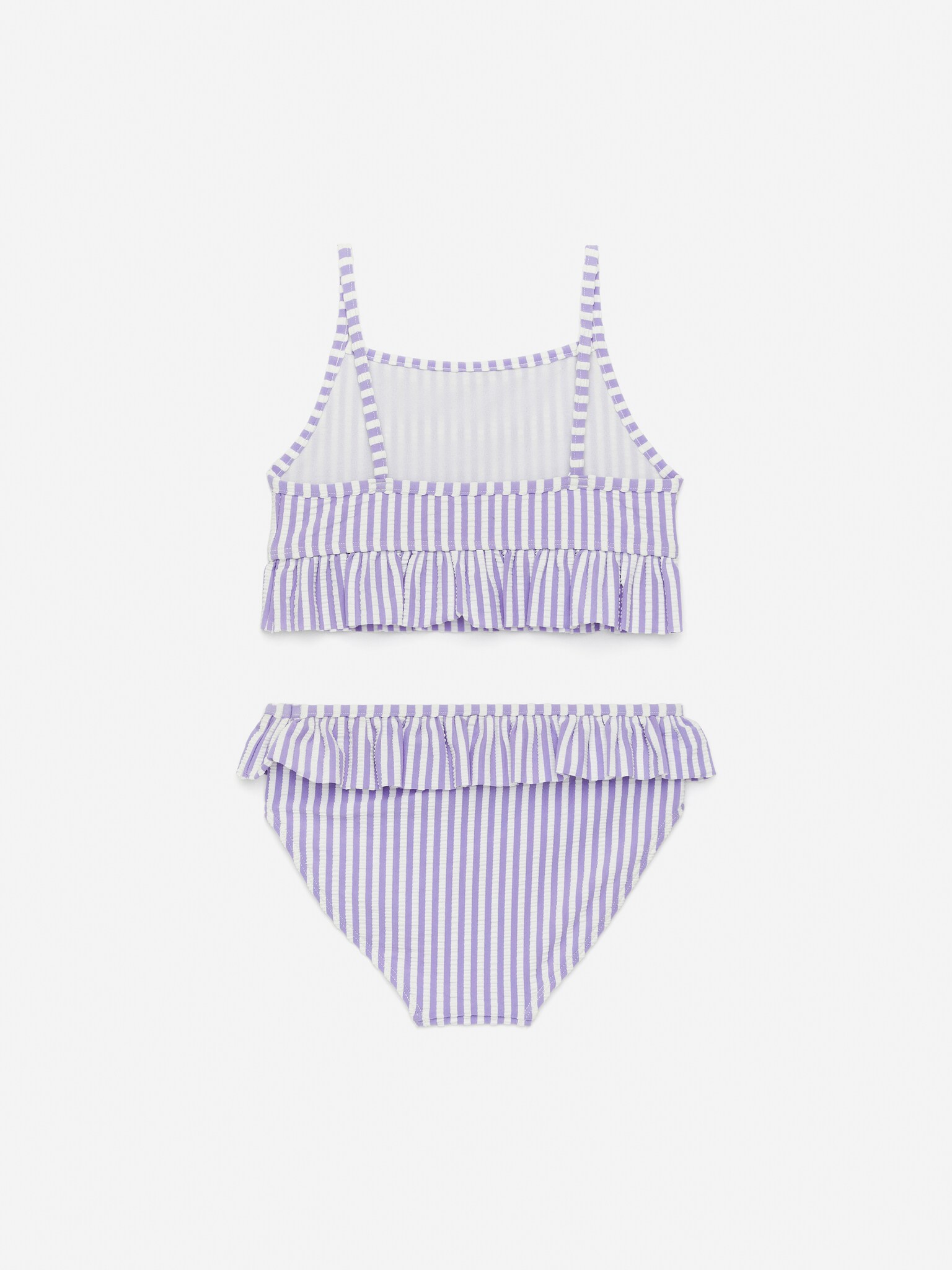 Seersucker Frill Bikini - Lilac/White - 2