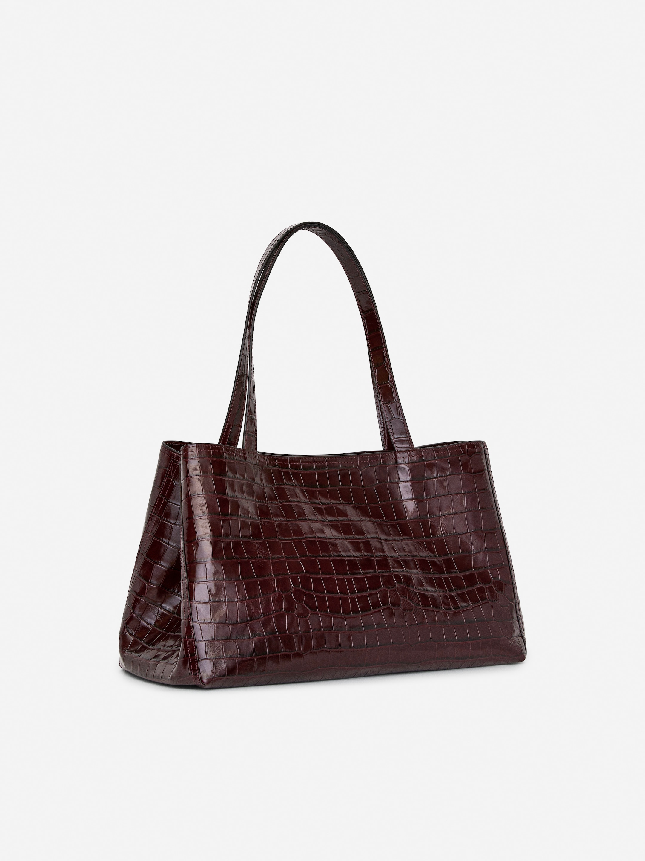 View larger image: Croc-Effect Leather Tote - Burgundy - Ladies | H&M GB 2