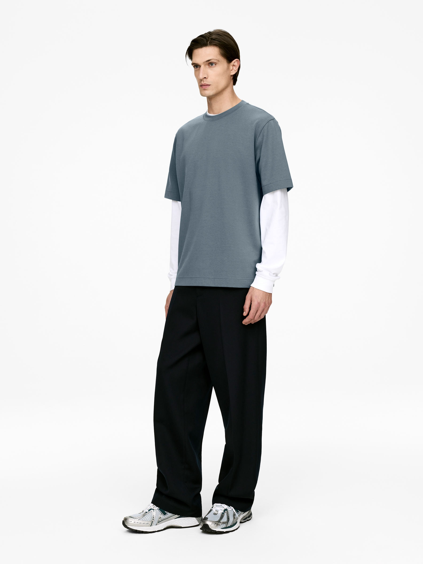 Interlock T-Shirt - Taubenblau - Loose Fit - Men - StillMedia/Lookbook - 5