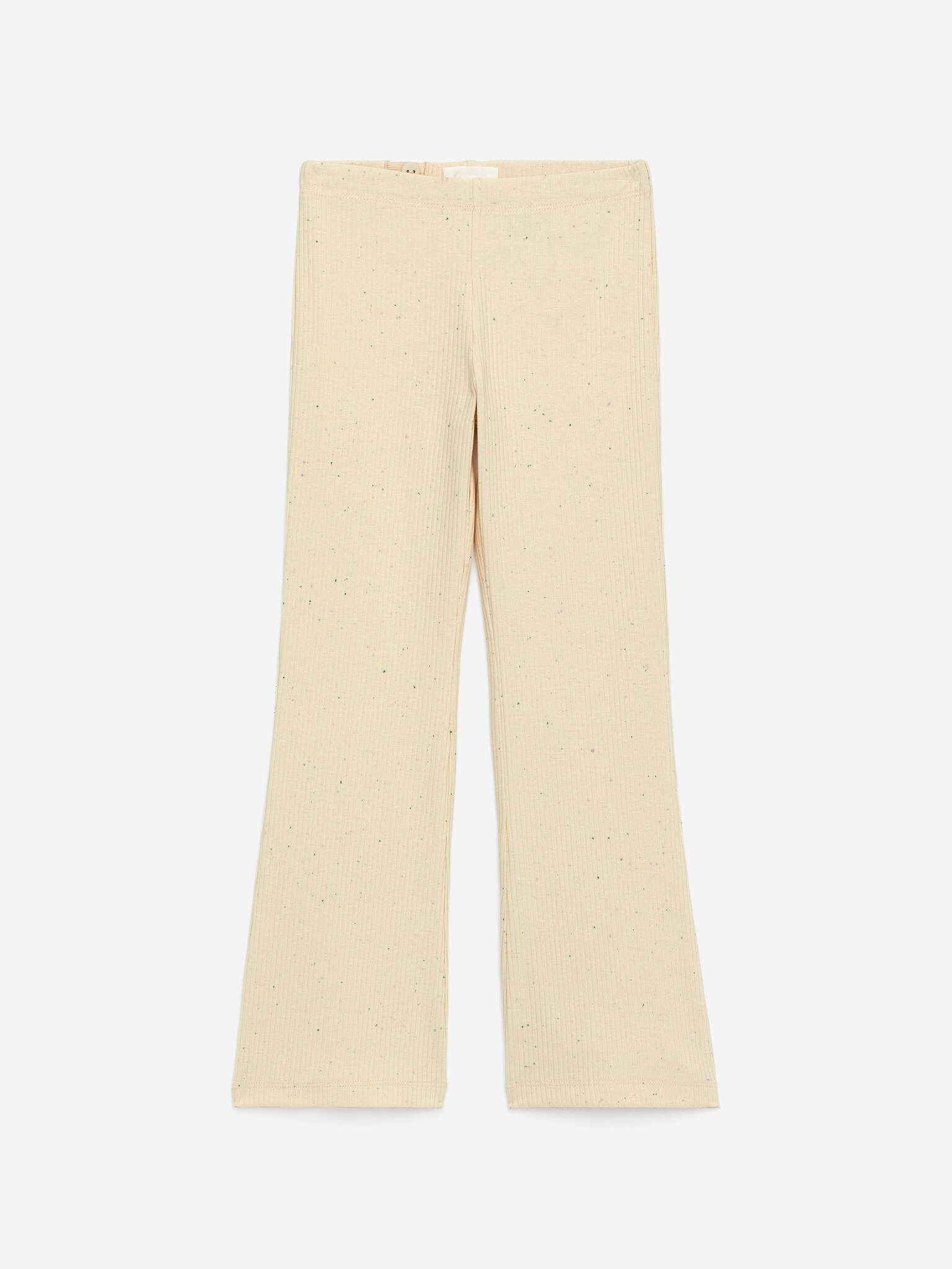 Flared Rib Leggings - Off White/Black/Grey Melange