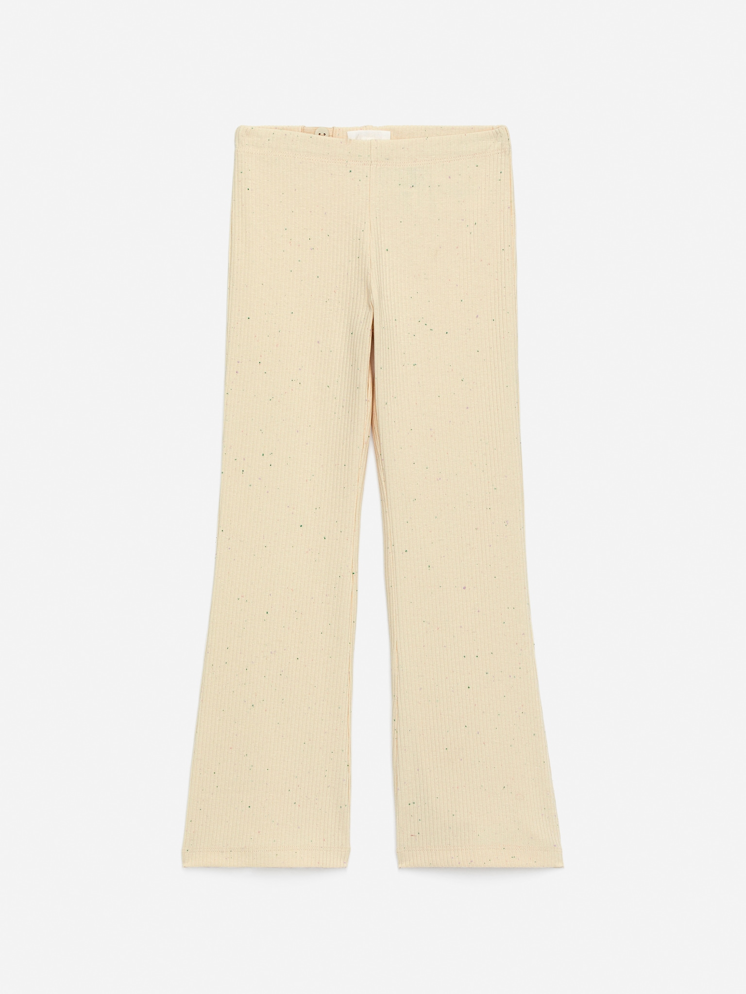 Flared Rib Leggings - Off White/Black/Grey Melange