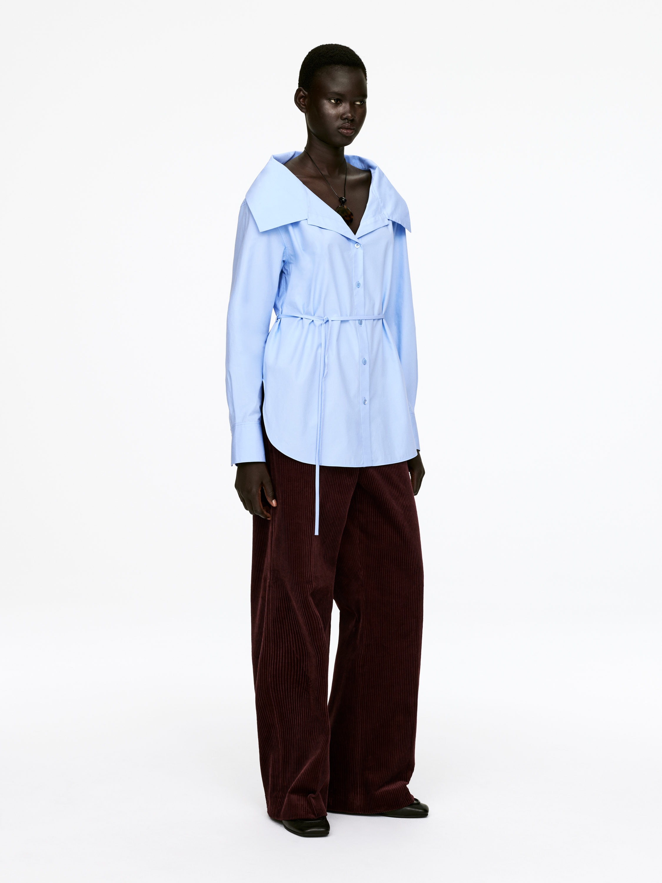 Wide-Collar Blouse - Light Blue - Regular fit - Women - StillMedia/Lookbook - 2