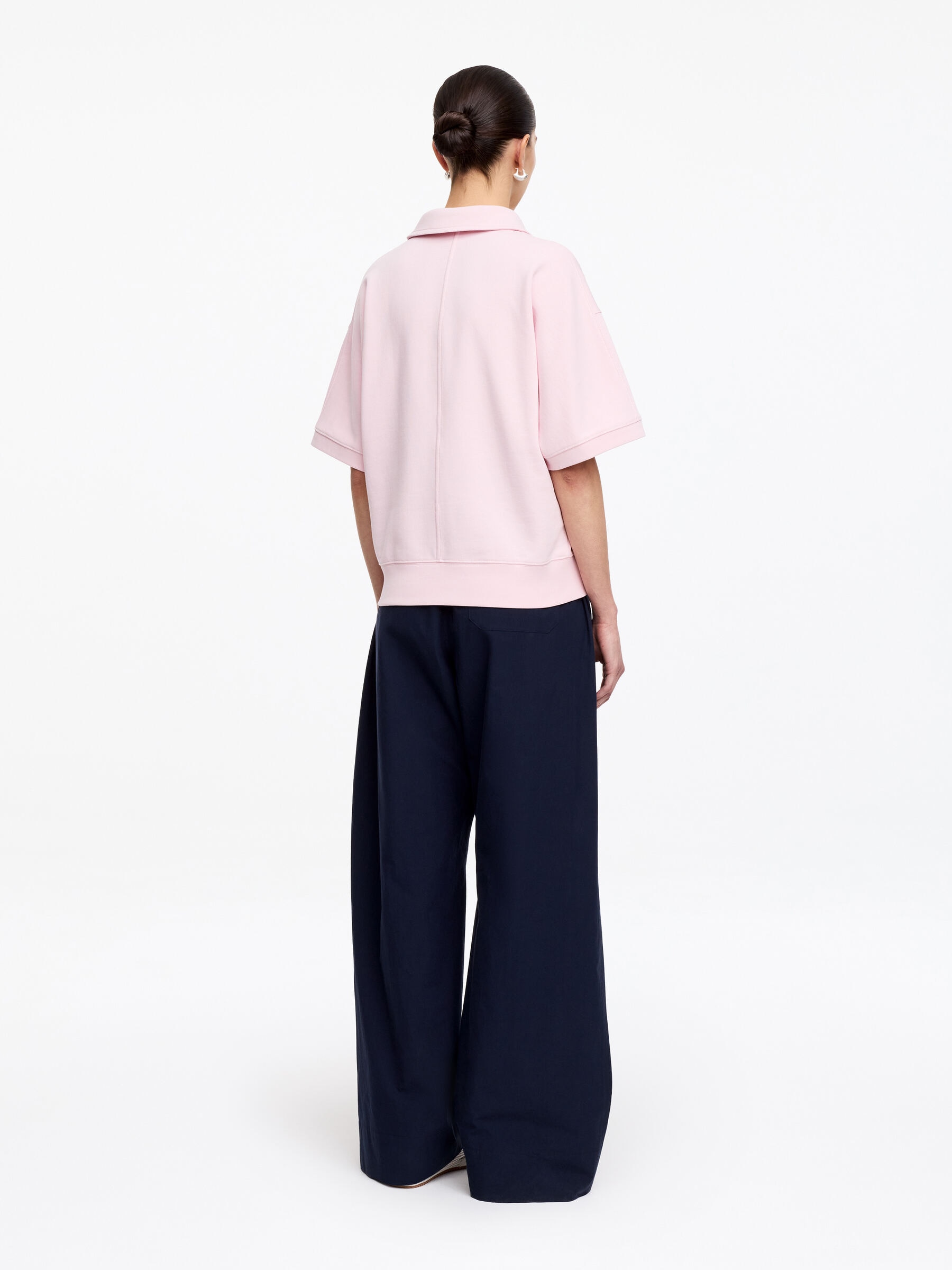 French Terry Polo Sweatshirt - Dusty pink - Regular fit - Women - StillMedia/Lookbook - 3