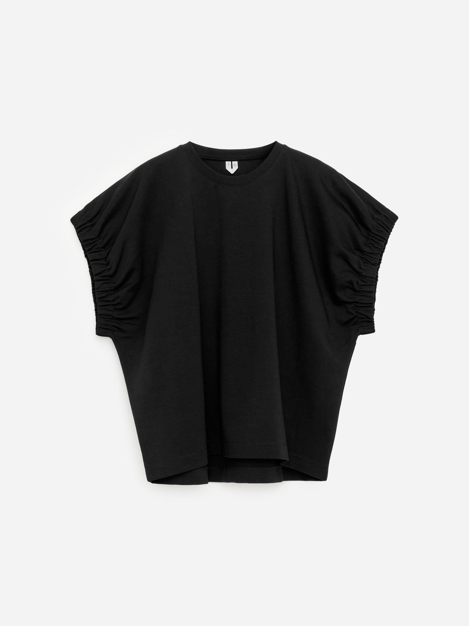 Gathered-Sleeve T-Shirt - Black - Regular fit - Women - StillMedia/DescriptiveStillLife - 1