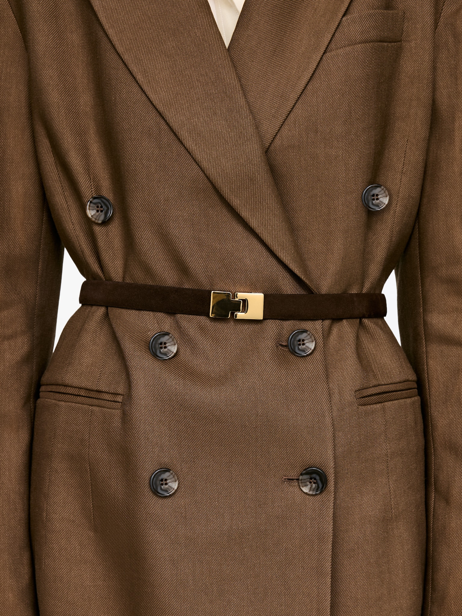 Schnallengürtel aus Veloursleder - Dunkelbraun - 1