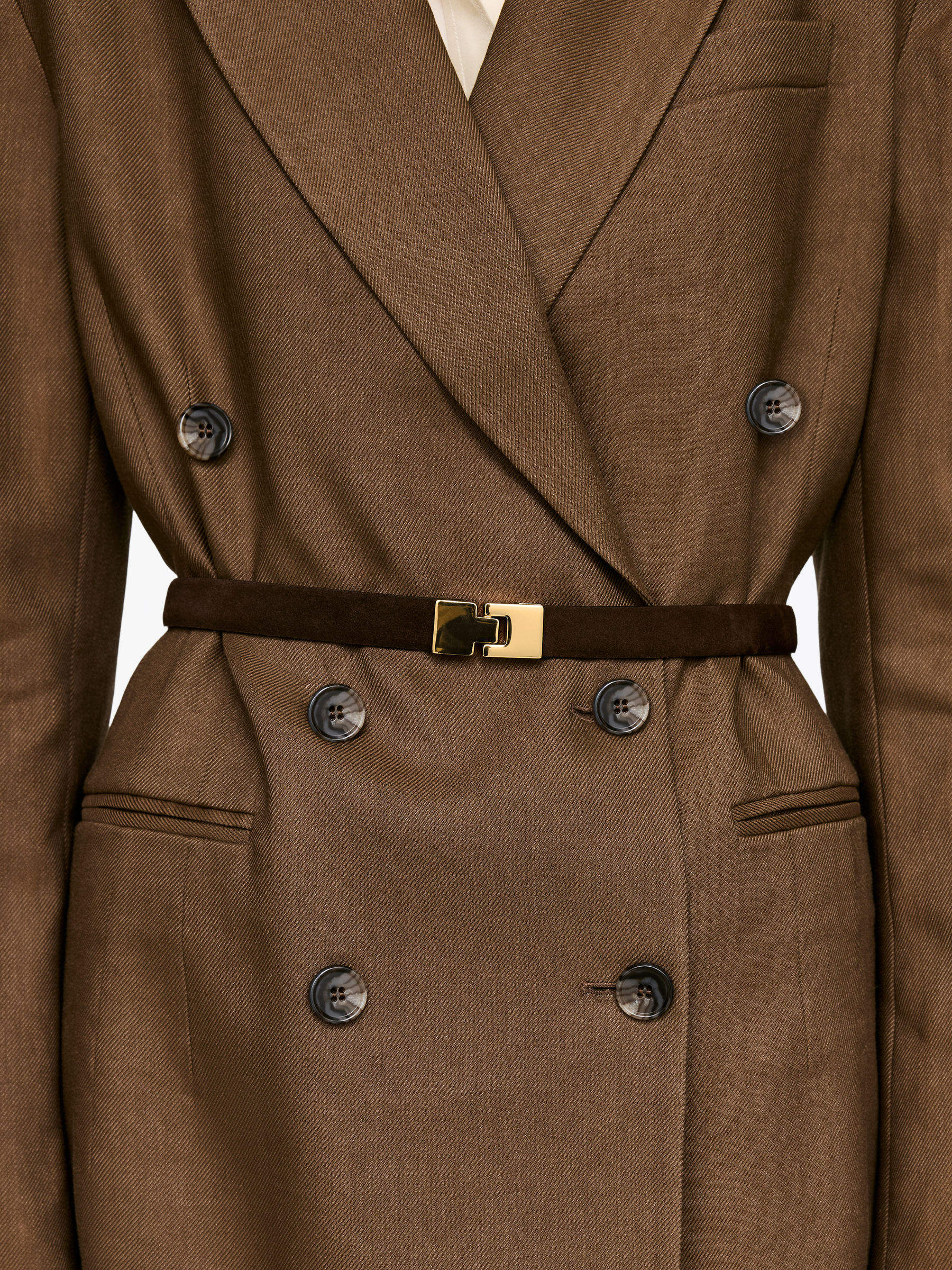 Ceinture en daim avec boucle - Marron foncé - Femme - StillMedia/Lookbook - 4