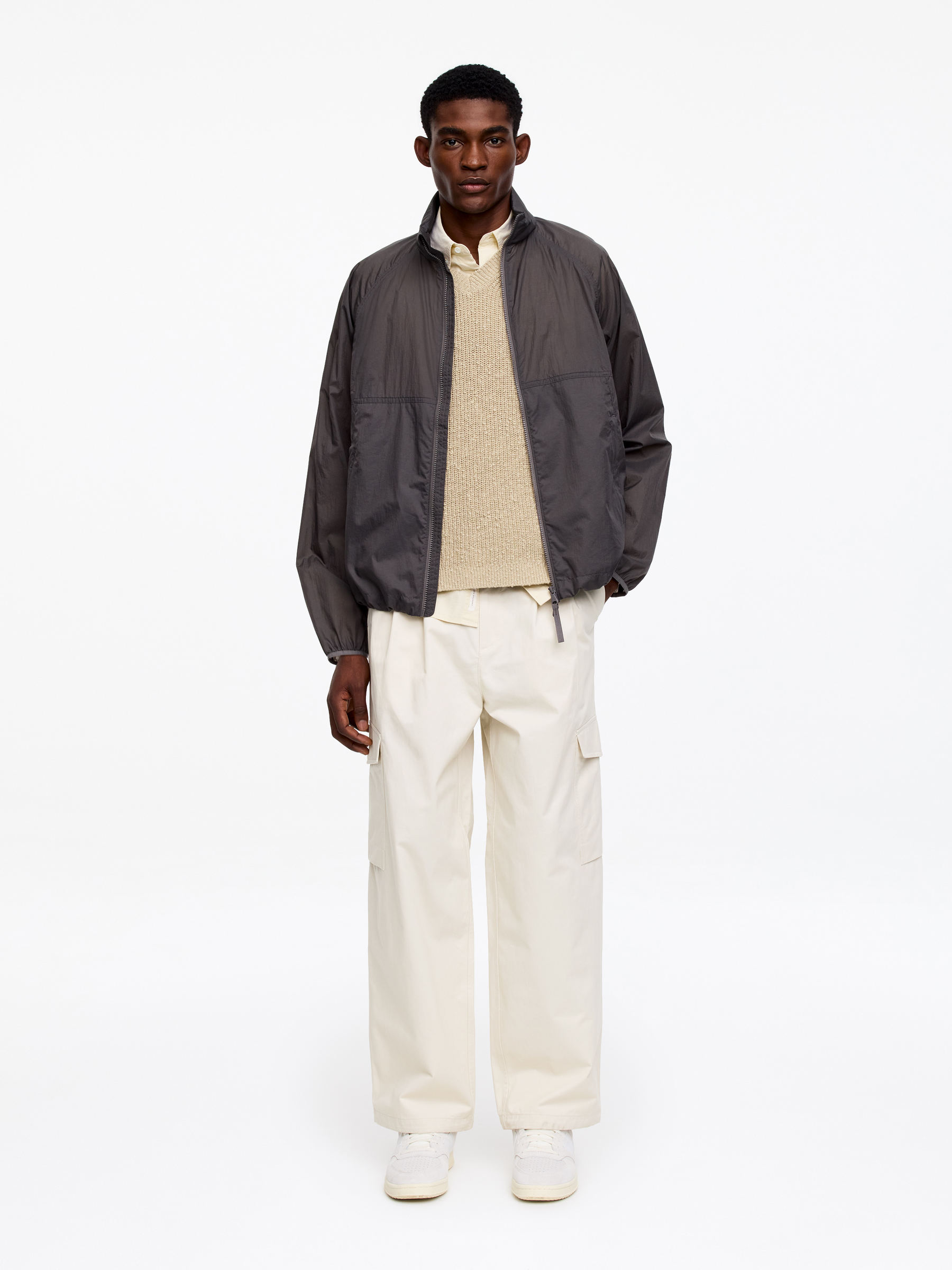 Loose-Fit Cargo Trousers-#C2C1B8-18387