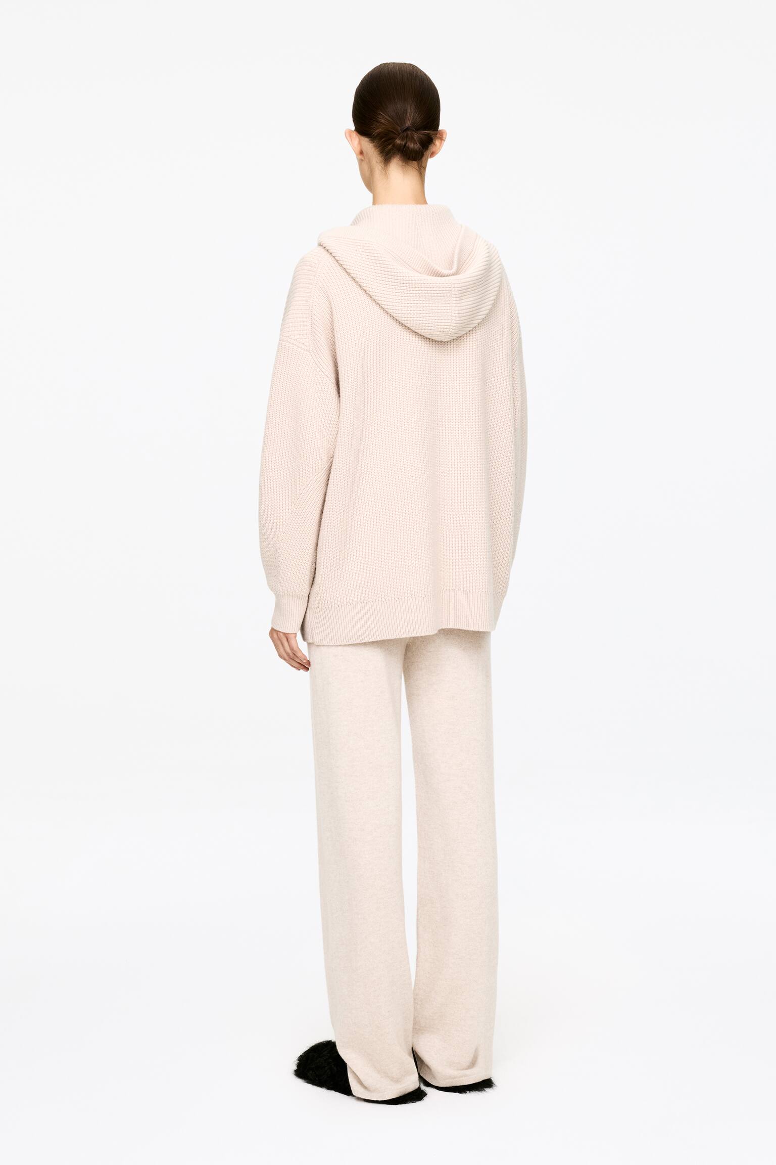 Vest van kasjmierwol met capuchon - Beige - 4