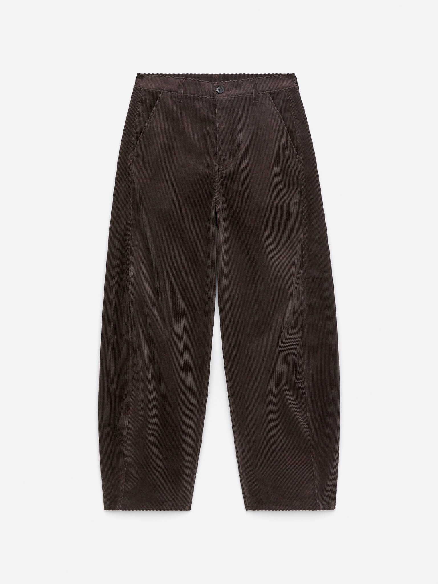 Corduroy broek met barrel-pijpen - Donkerbruin