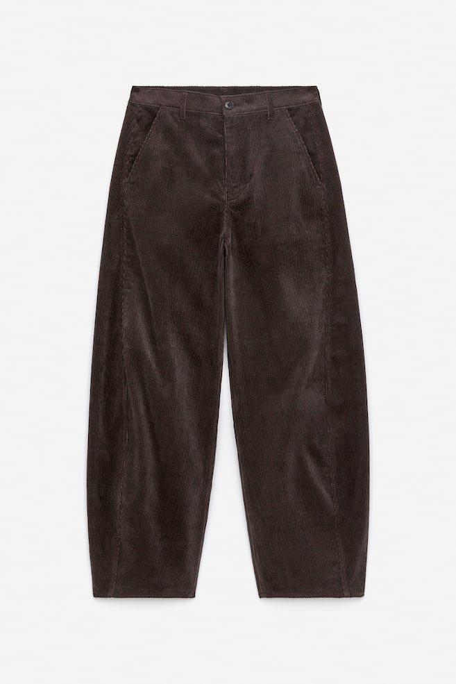Pantalones de pana con pernera de barril - Marrón oscuro/Beige claro - 1