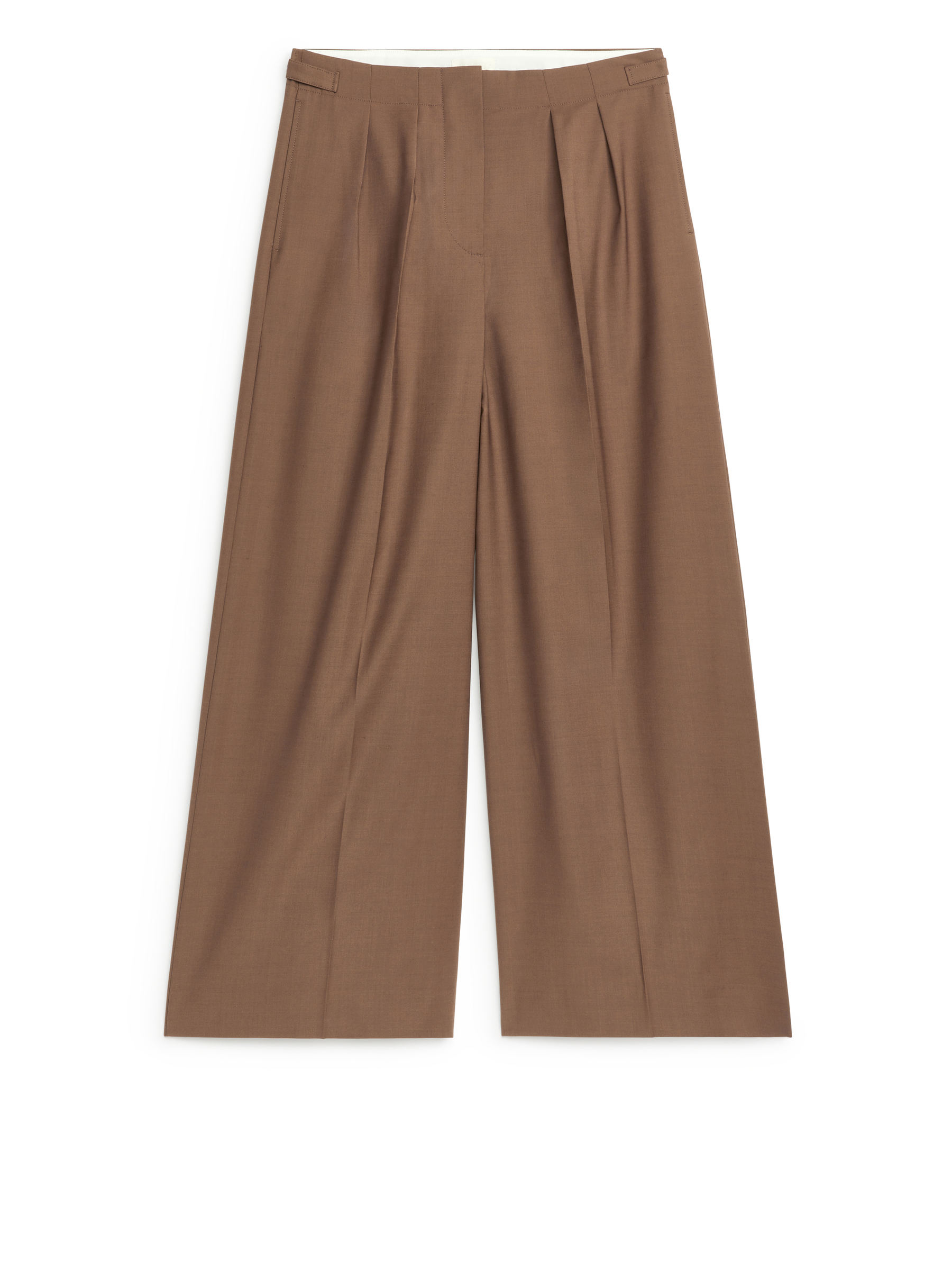Legere Hose aus einer Wollmischung-#65594F-7483