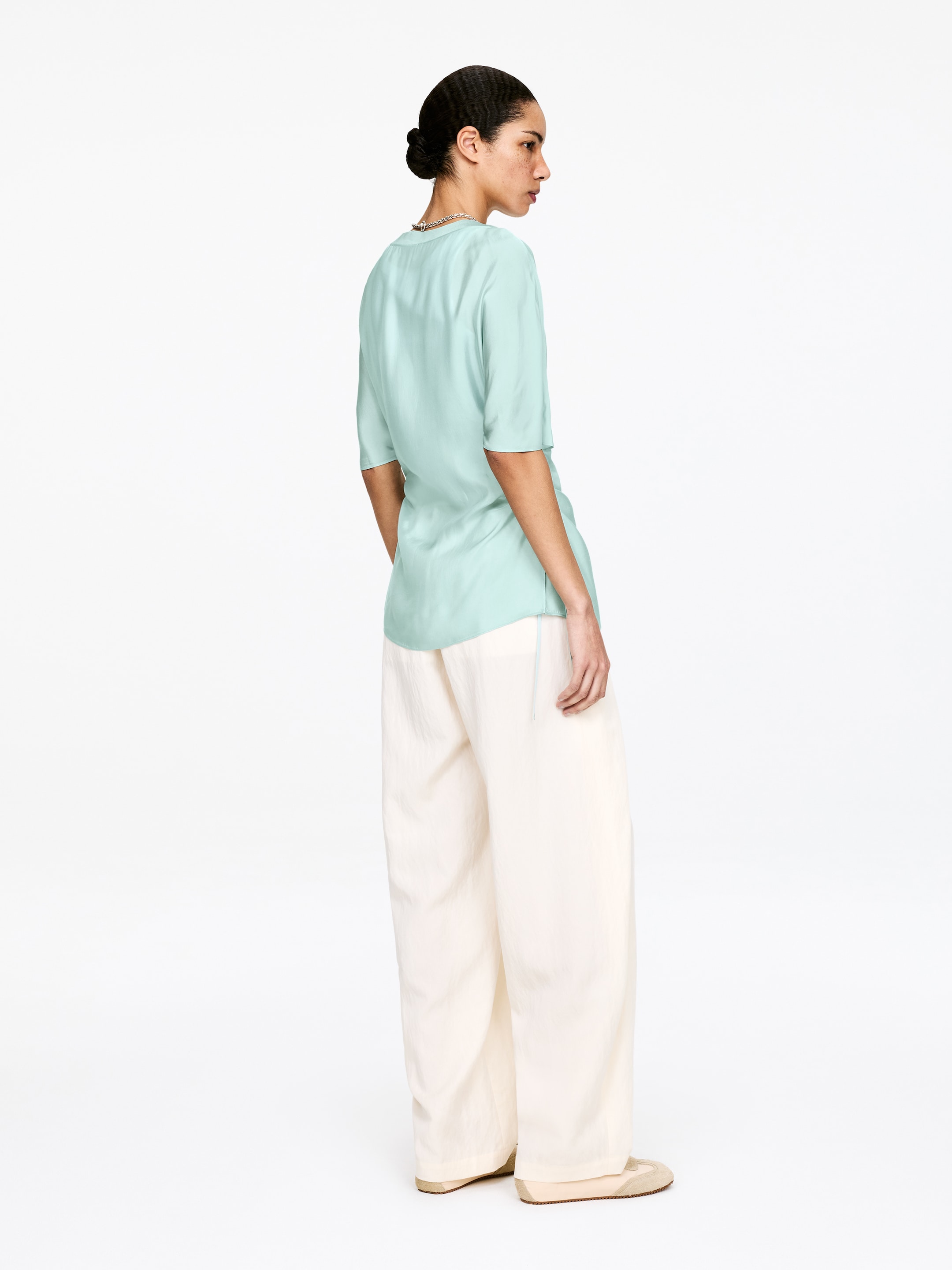 Topp med dragsko - Turkos - Regular fit - Women - StillMedia/Lookbook - 4
