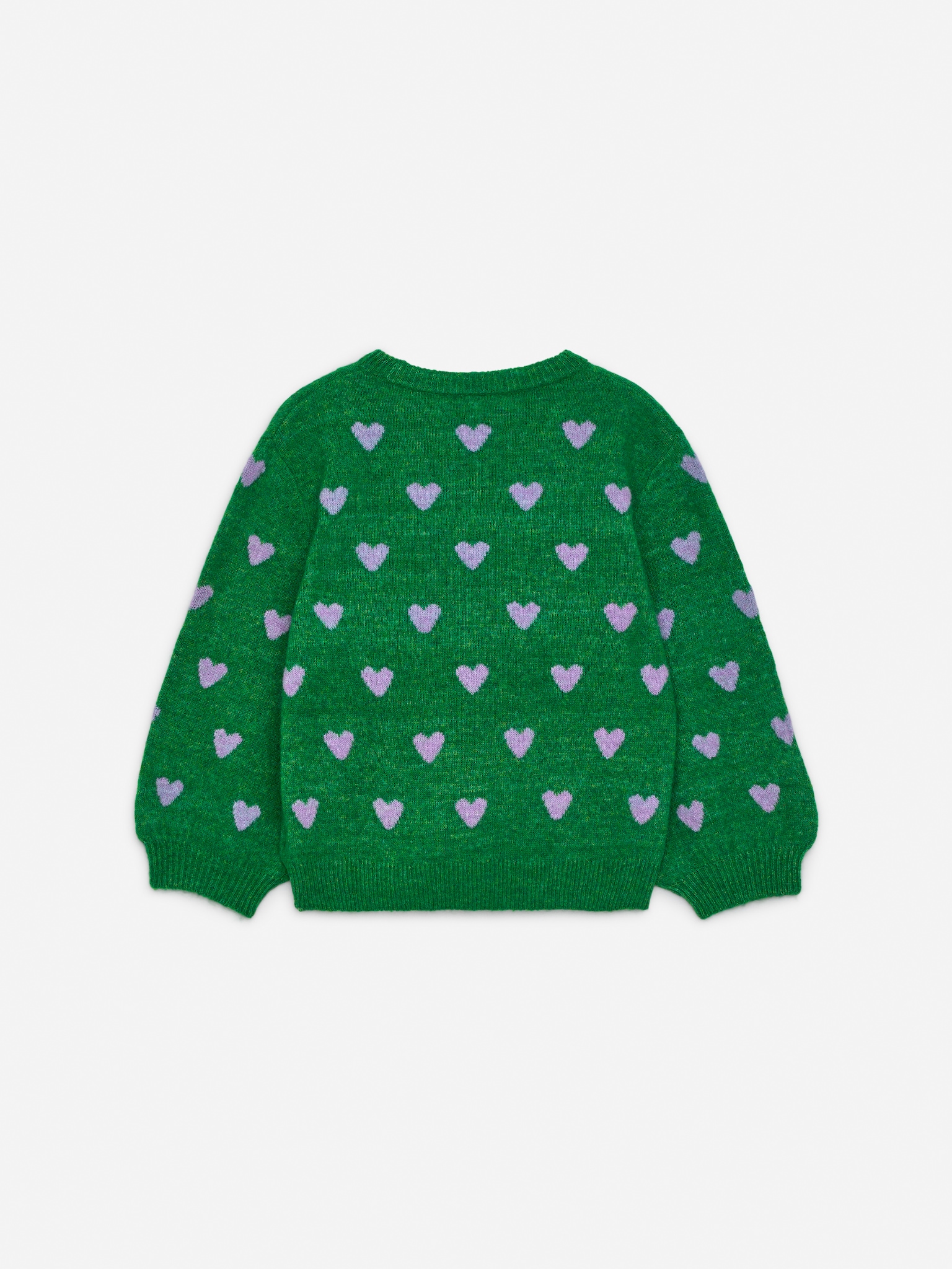 Pull en maille intarsia - Vert/Cœurs lilas/Lilas/Marguerites - 3