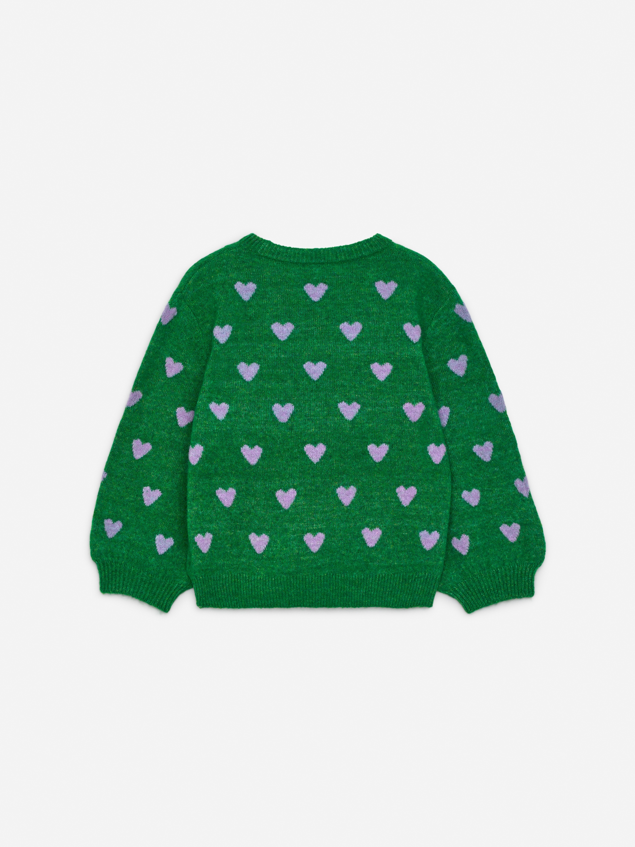 Intarsia Knit Jumper - Green/Lilac Hearts - Regular fit - Children - StillMedia/DescriptiveStillLife - 1