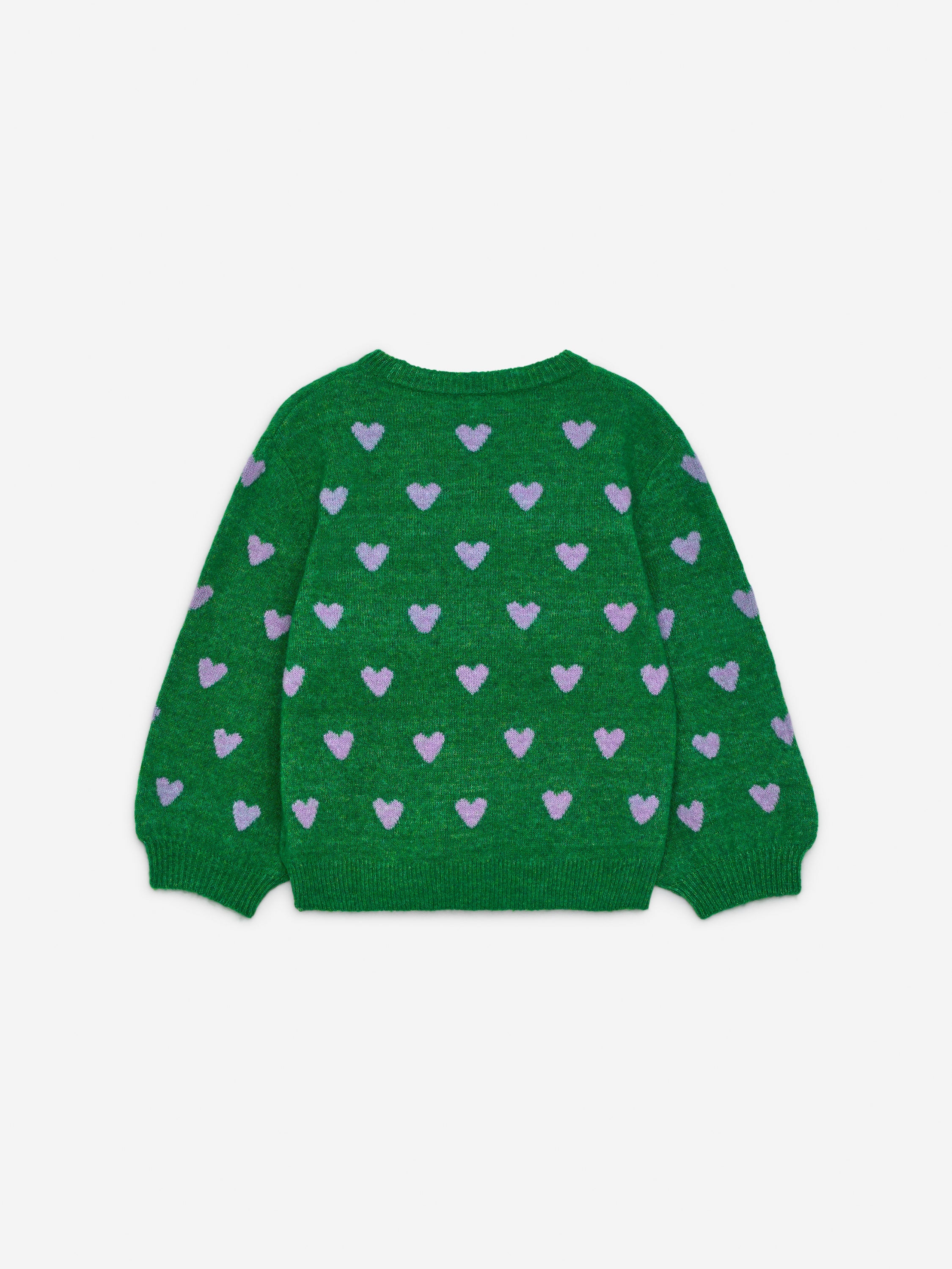 Intarsia Knit Jumper - Green/Lilac Hearts - Regular fit - Children - StillMedia/DescriptiveStillLife - 1