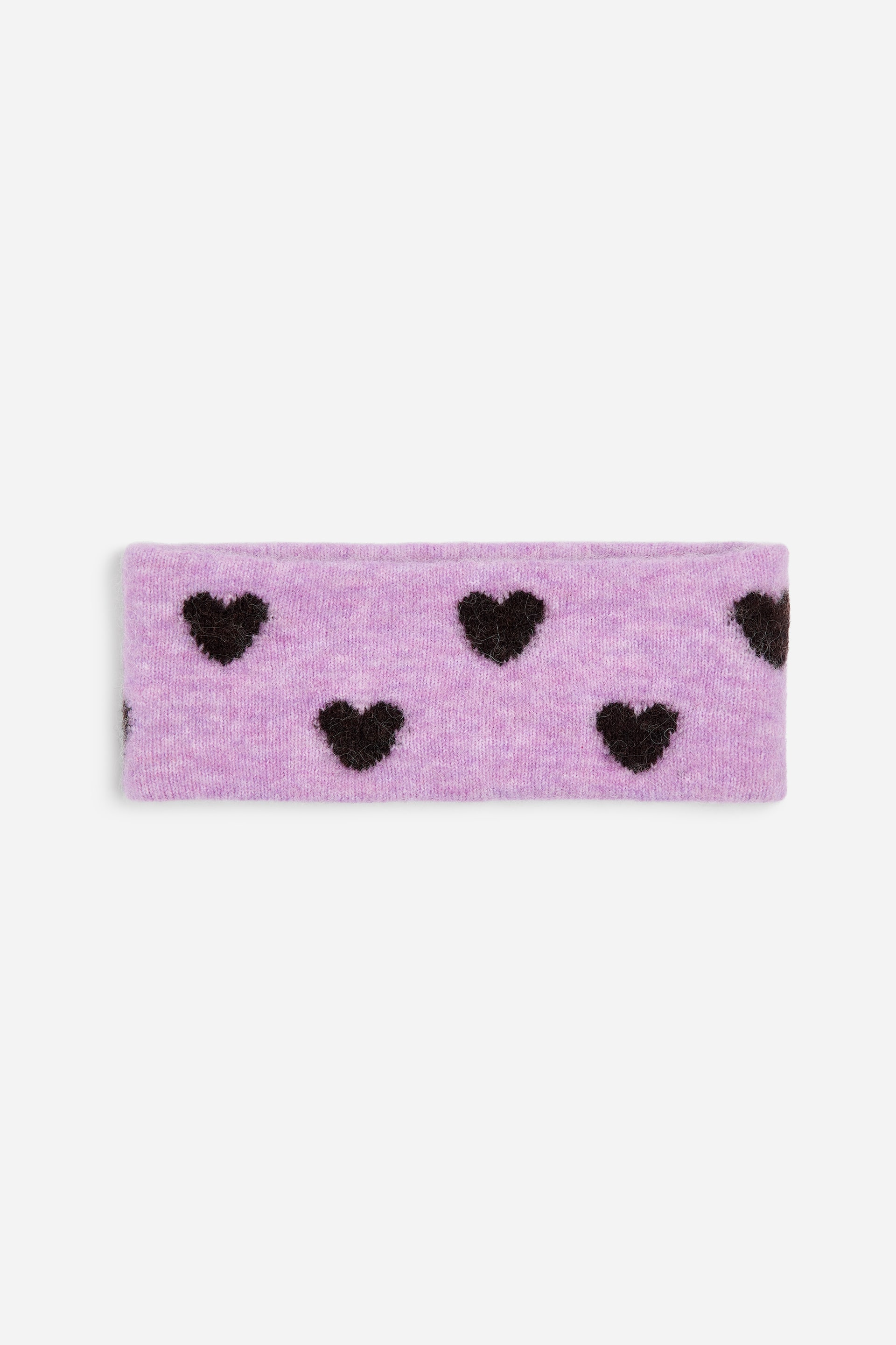 Grotere afbeelding bekijken: Hoofdband van een wol-alpacamix - Lila/hartjes - KINDEREN | H&M BE 1