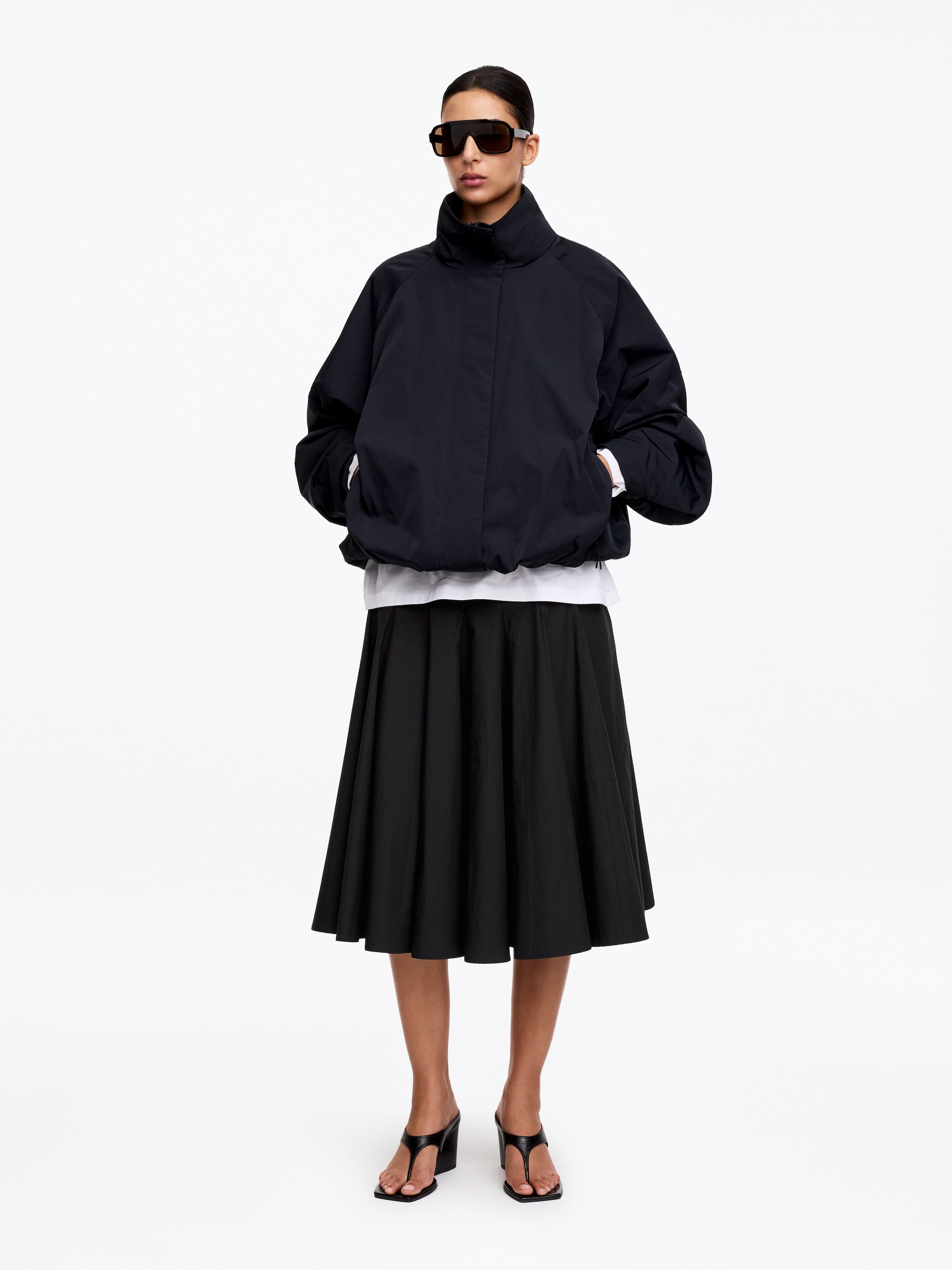 Cotton Midi Skirt - Black - Regular fit - Women - StillMedia/Lookbook - 2