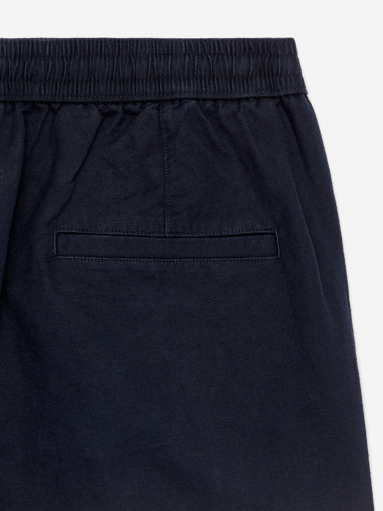 Short en coton et lin avec cordon de serrage - Bleu foncé/Beige clair/Vert - 6