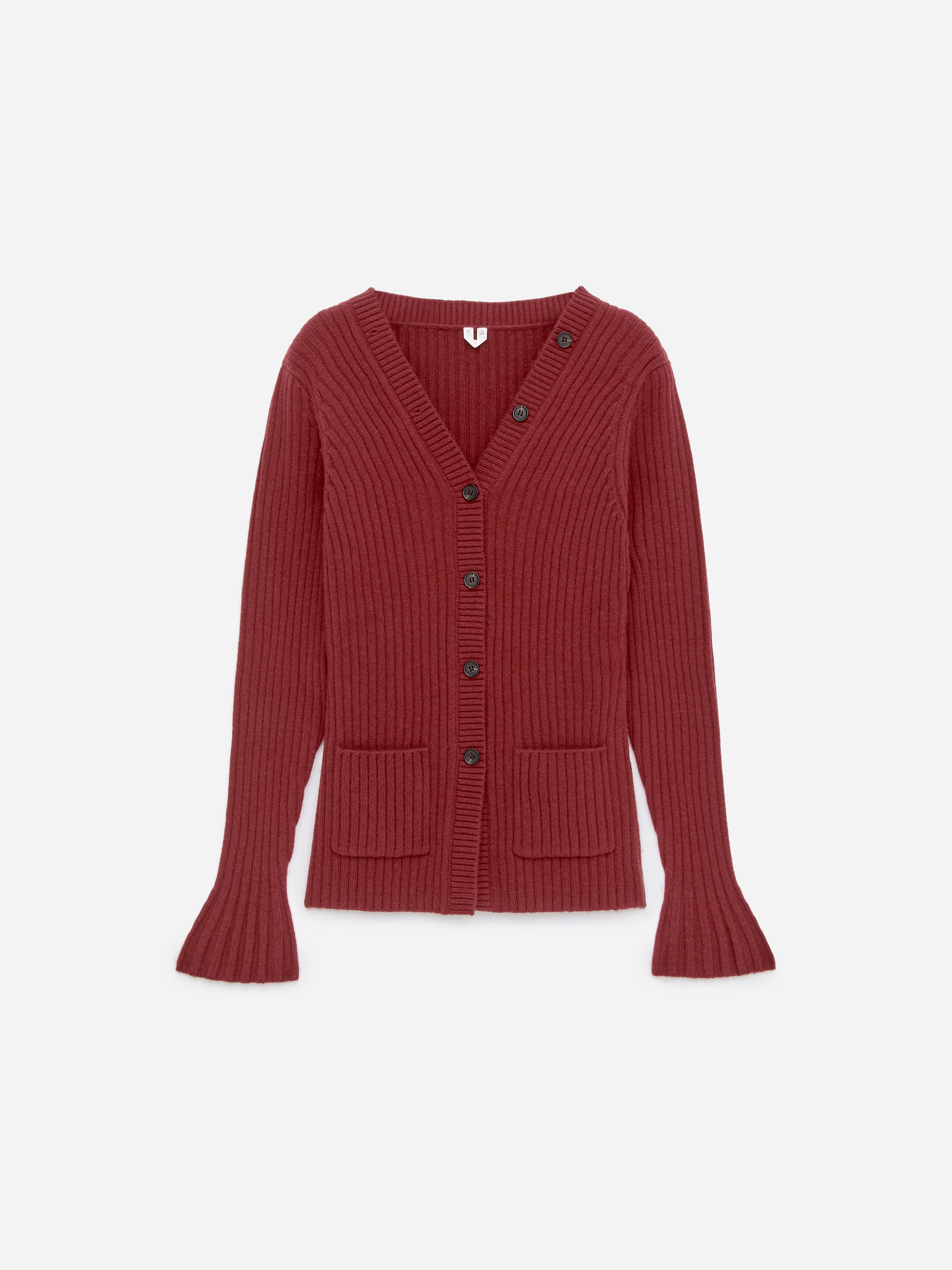 Ribovaný pletený kardigan - Bordó/Tmavě modrá