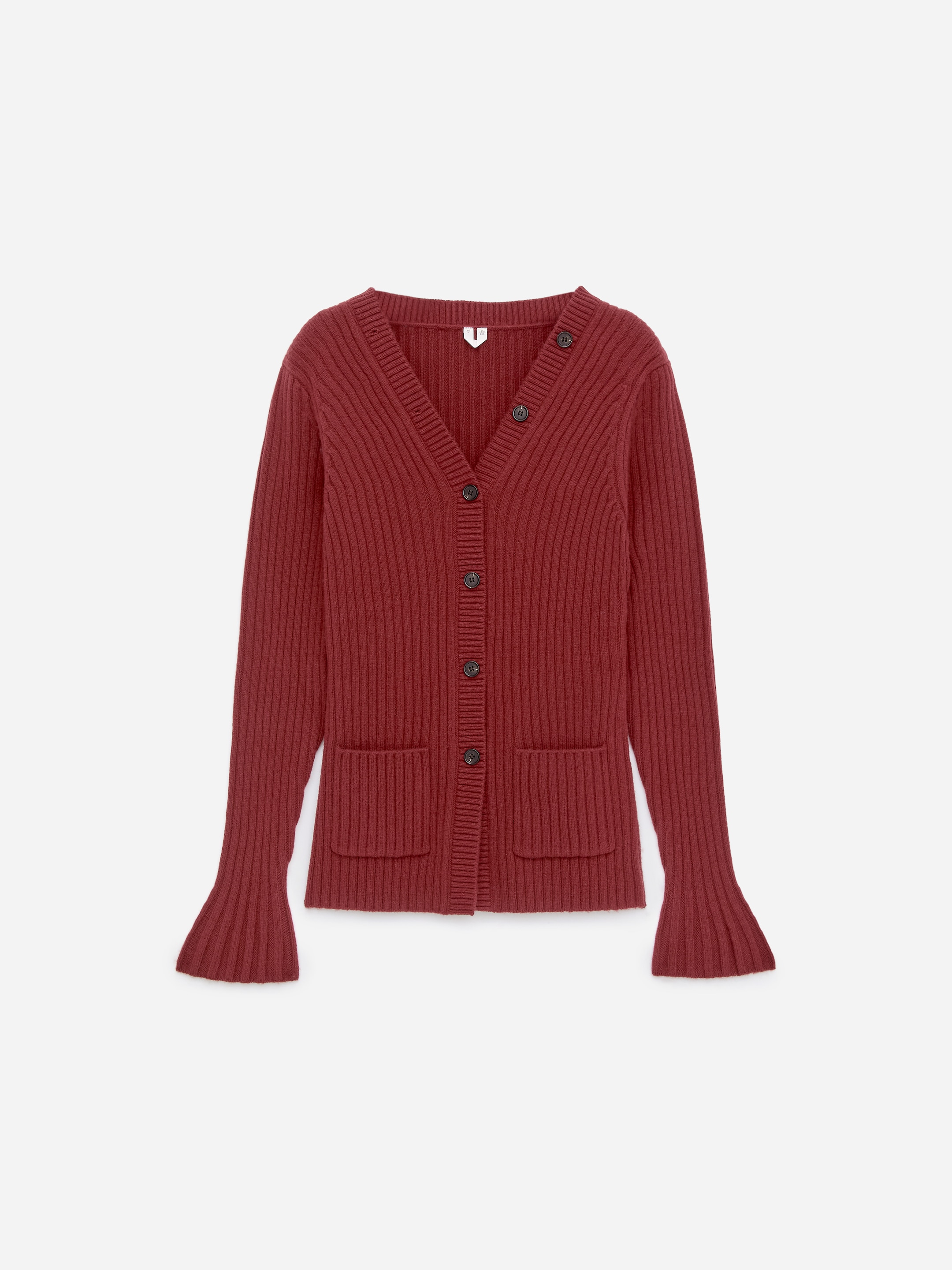 Cardigan en maille côtelée-#7a262a-17311