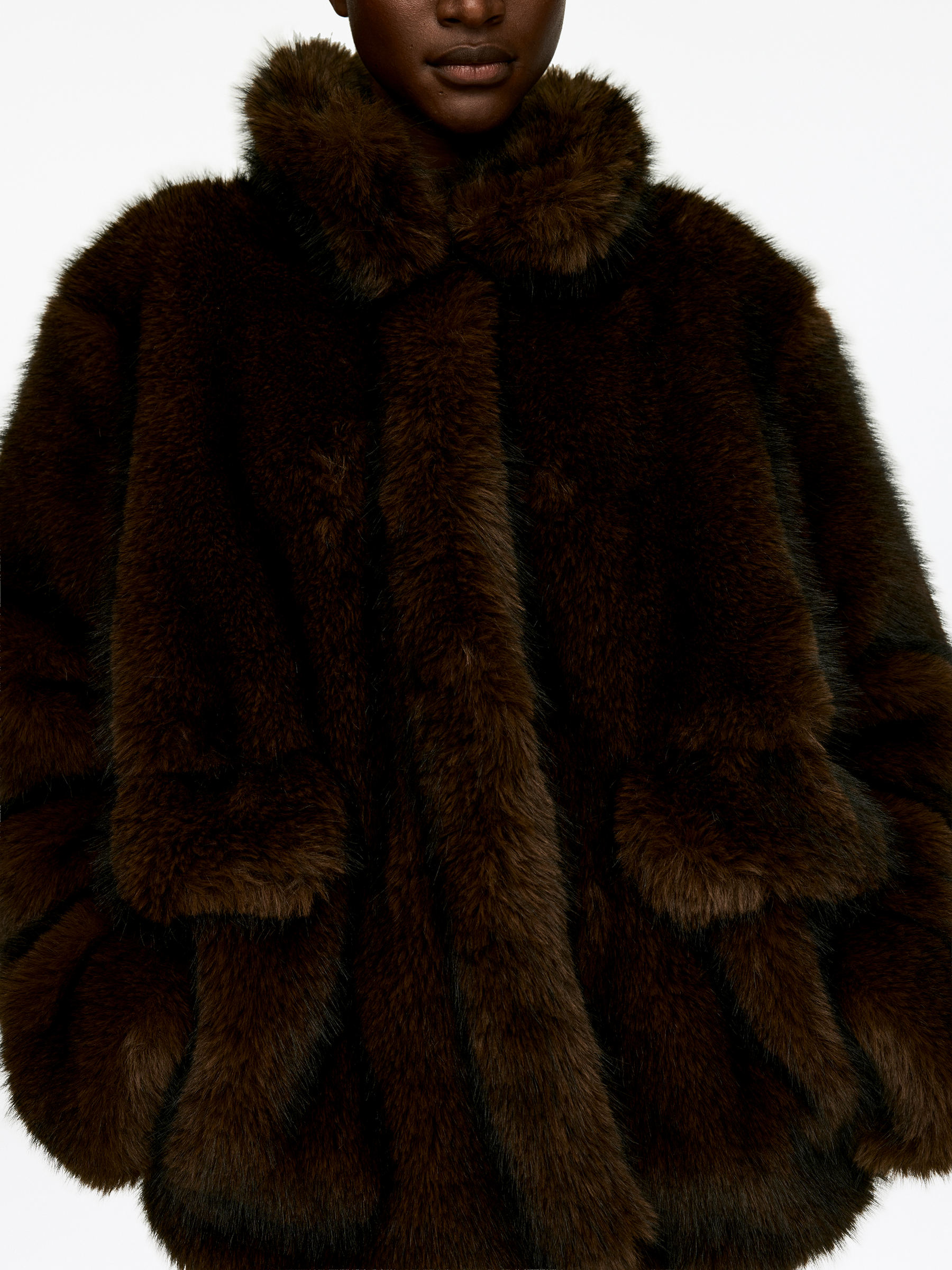 Faux Fur Jacket - Dark Brown - Regular fit - Women - StillMedia/Lookbook - 2